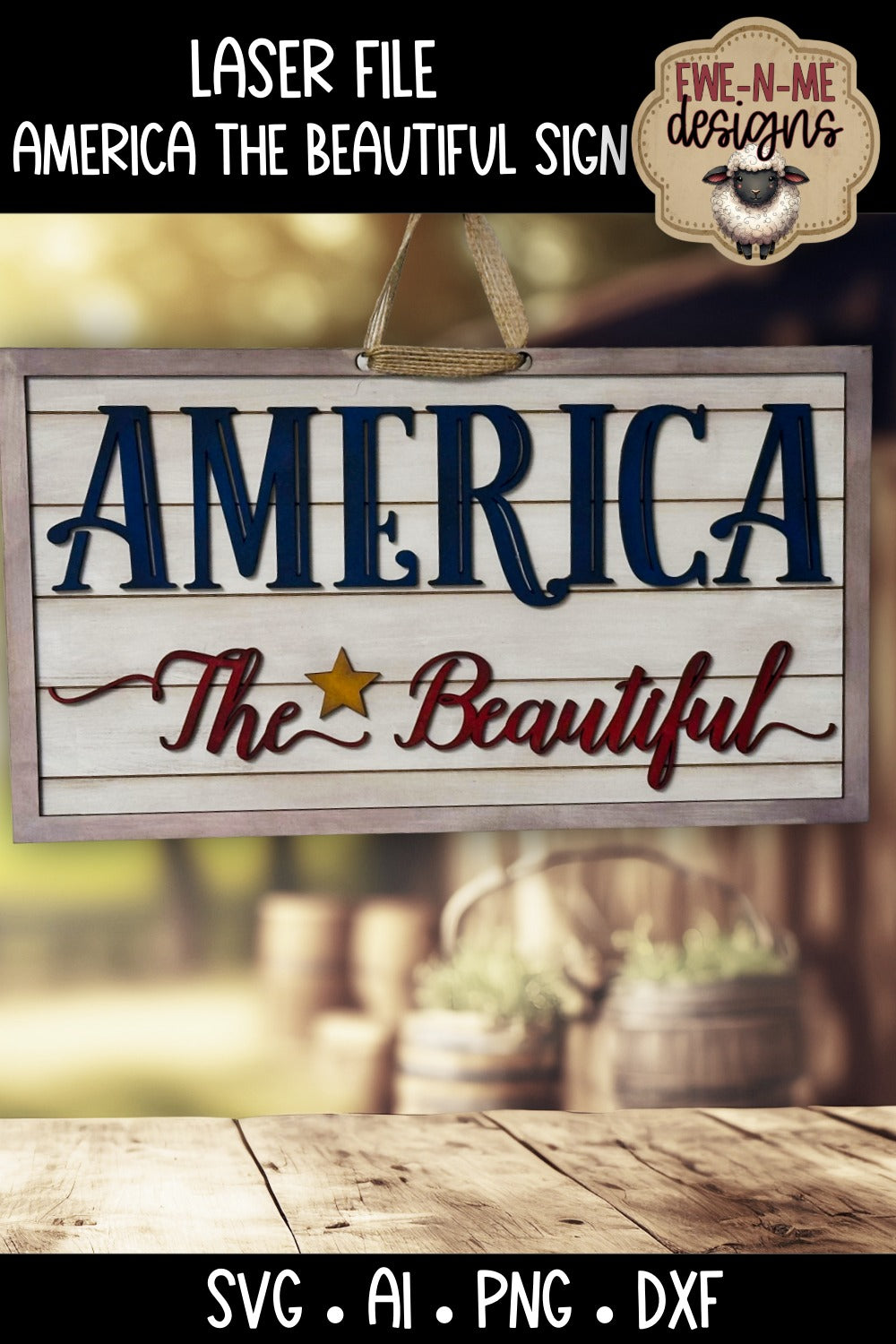 America The Beautiful Sign | Laser Cut SVG File