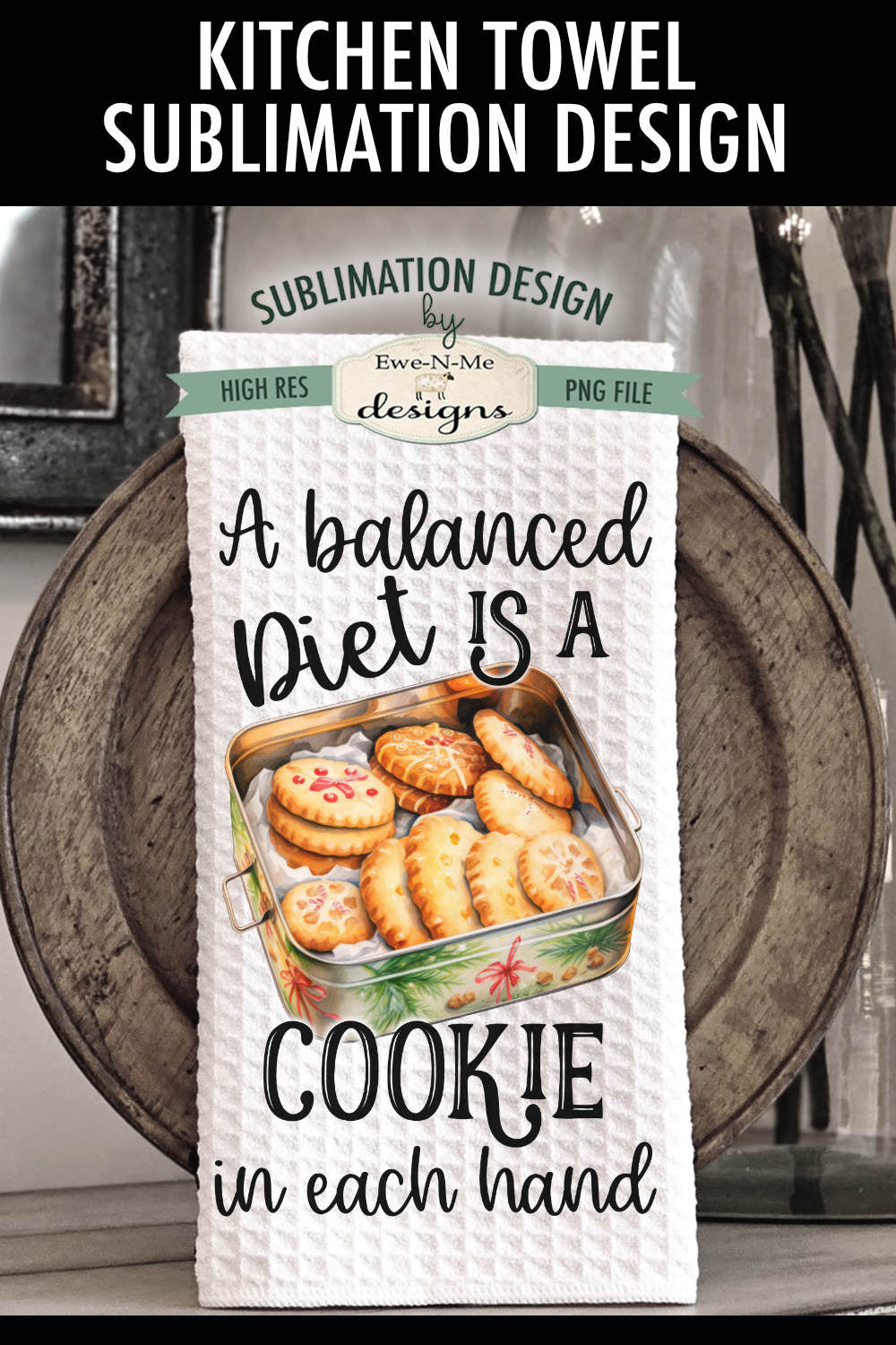 Christmas Cookies in Tins - Kitchen Towel Sublimation Designs