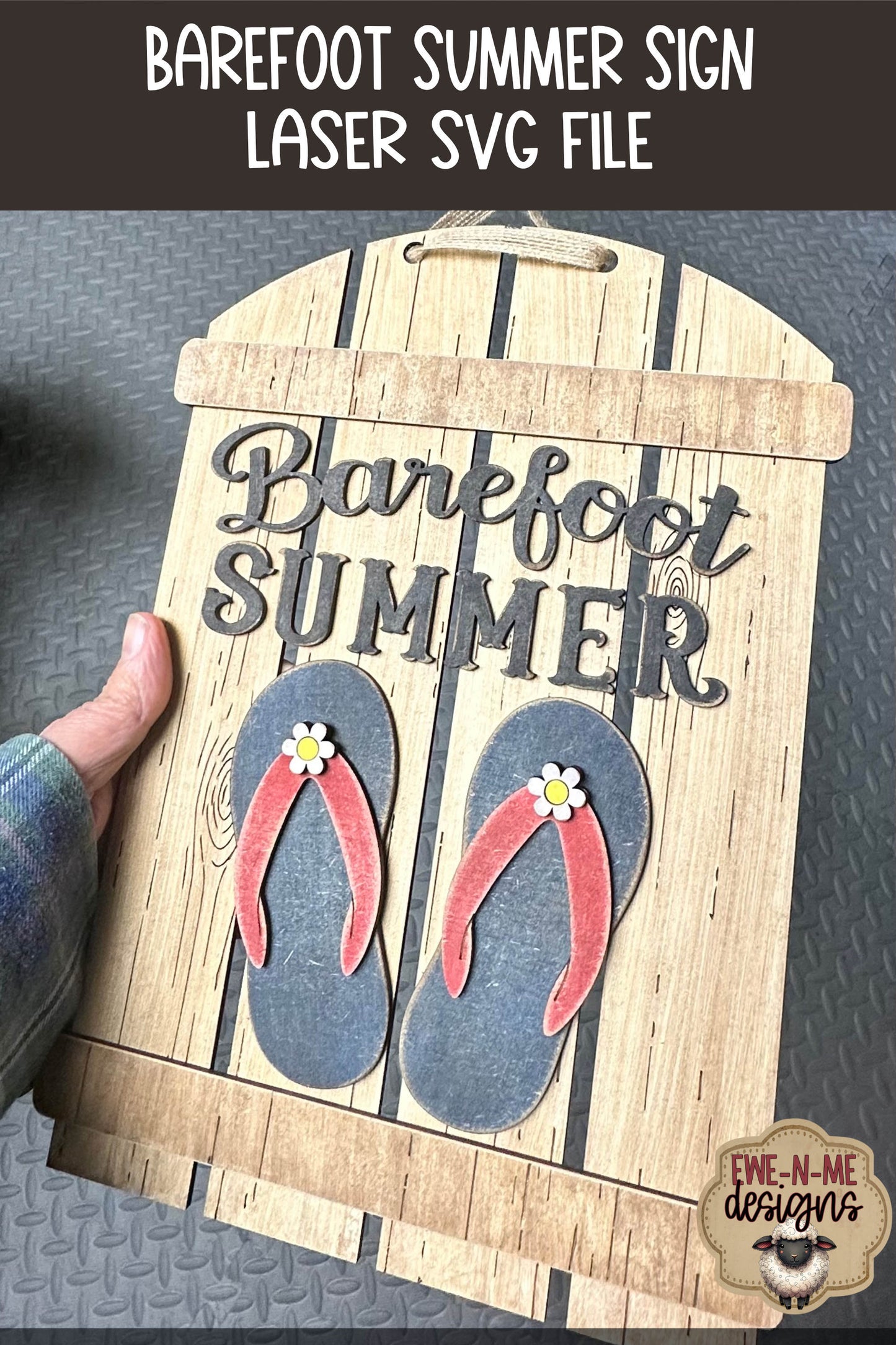 Barefoot Summer Flip Flop Sign | Laser Cut SVG File