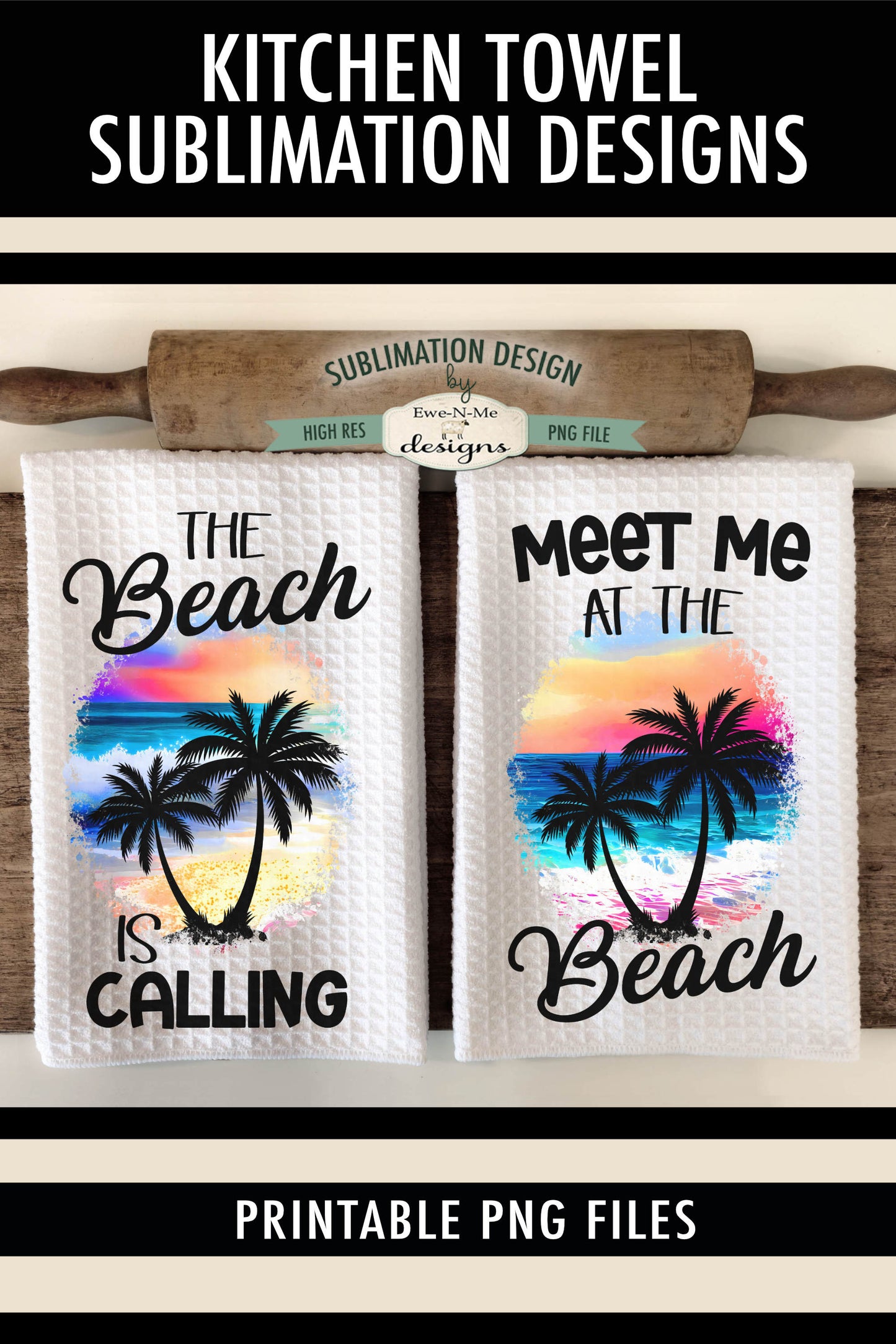 Beach Palm Trees - Kitchen Towel Sublimation Designs