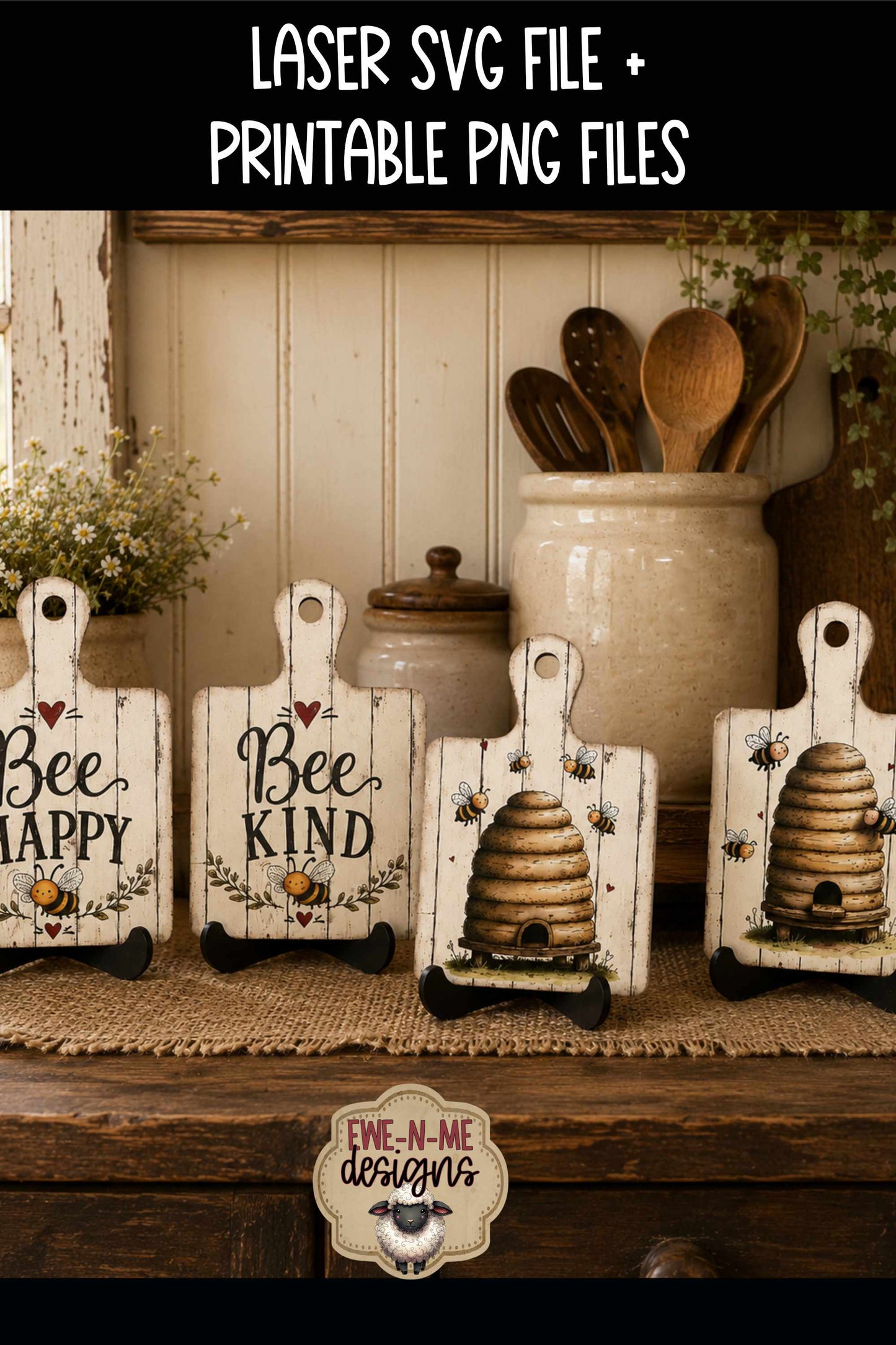 Bee Cutting Board Bundle | Laser Cut SVG File + Printable PNG Files