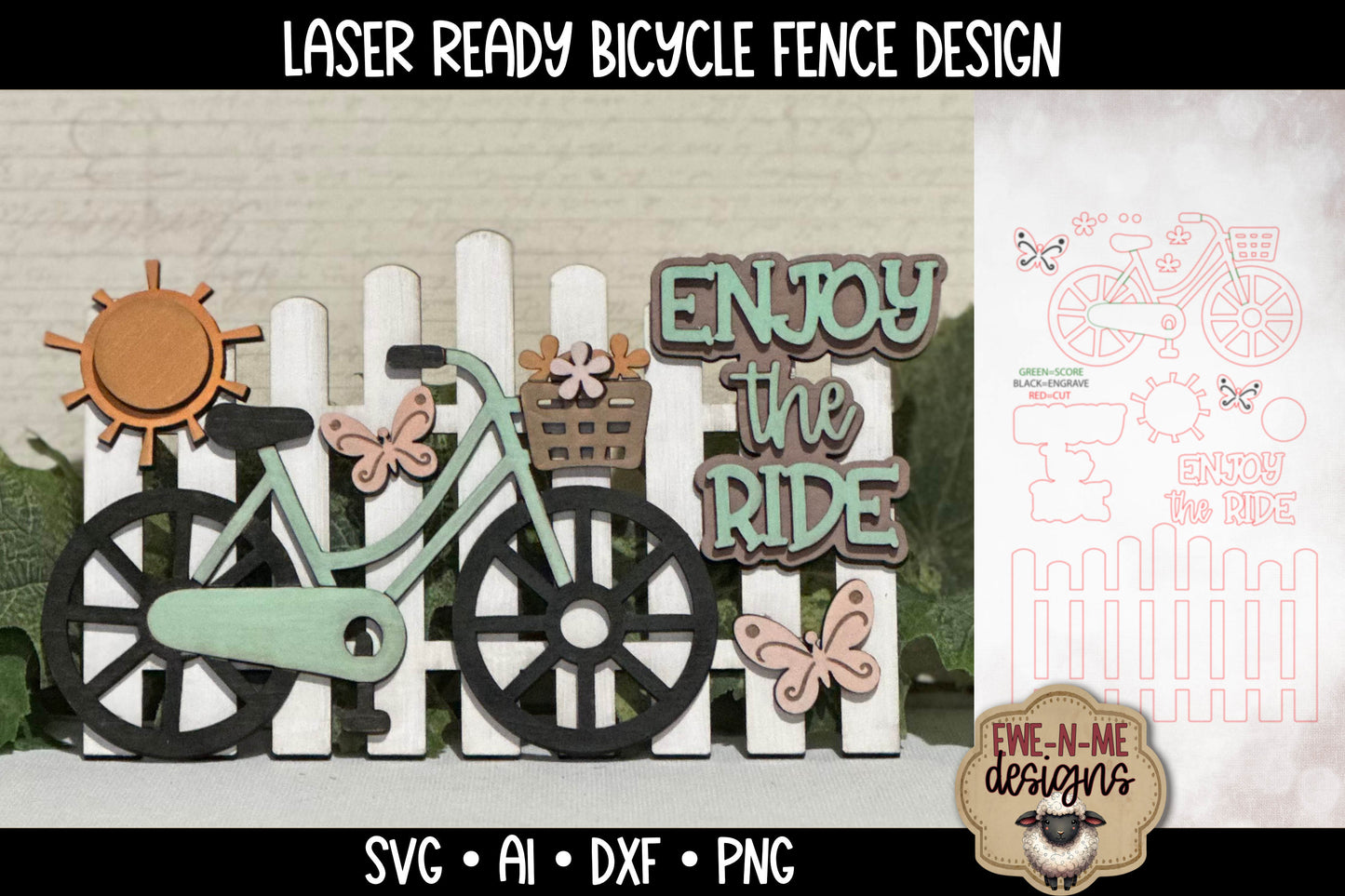 Bicycle Enjoy The Ride Fence | Laser Cut SVG File