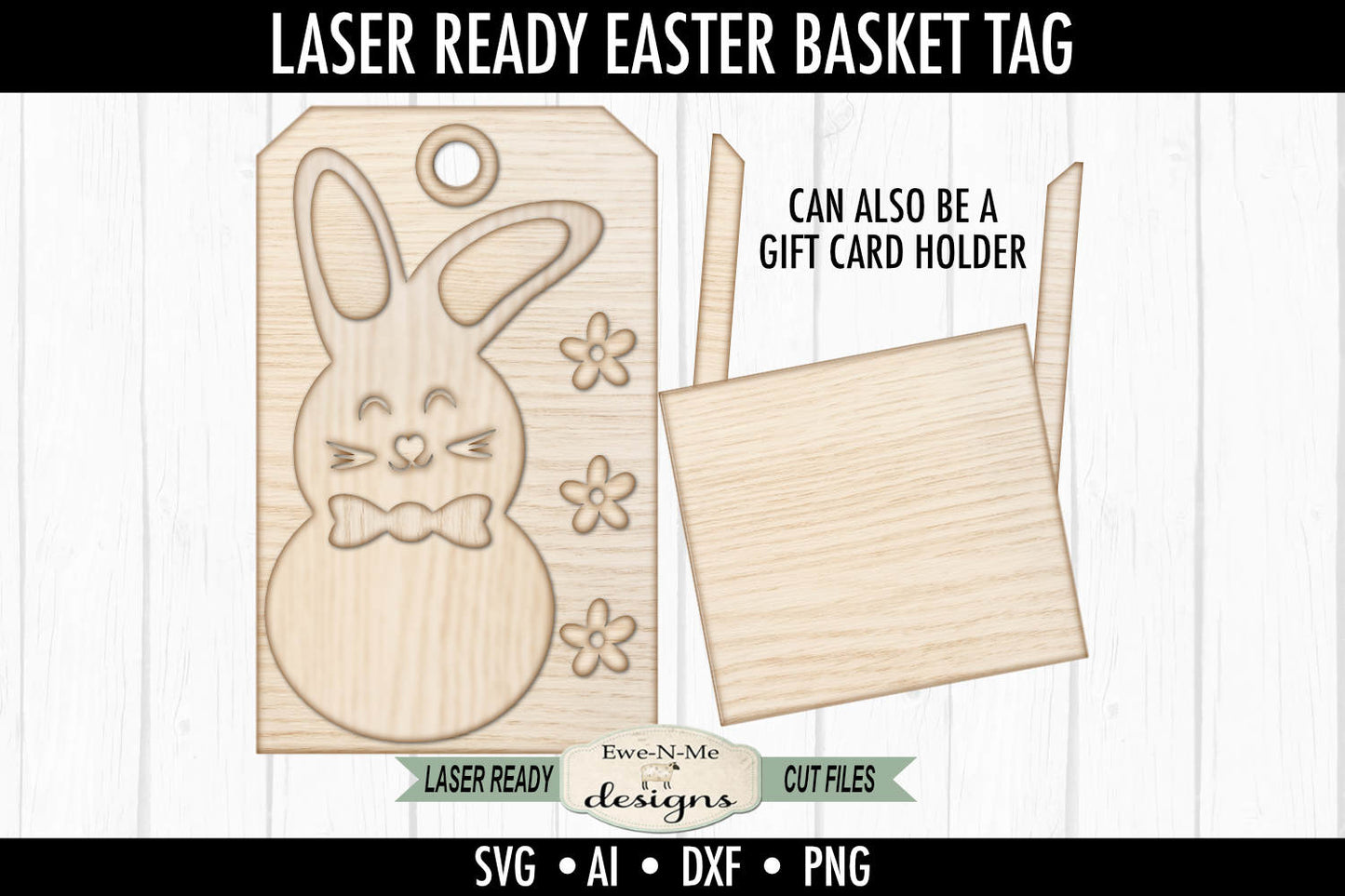 Easter Bunny Tag and Gift Card Holder - Laser Cut SVG File