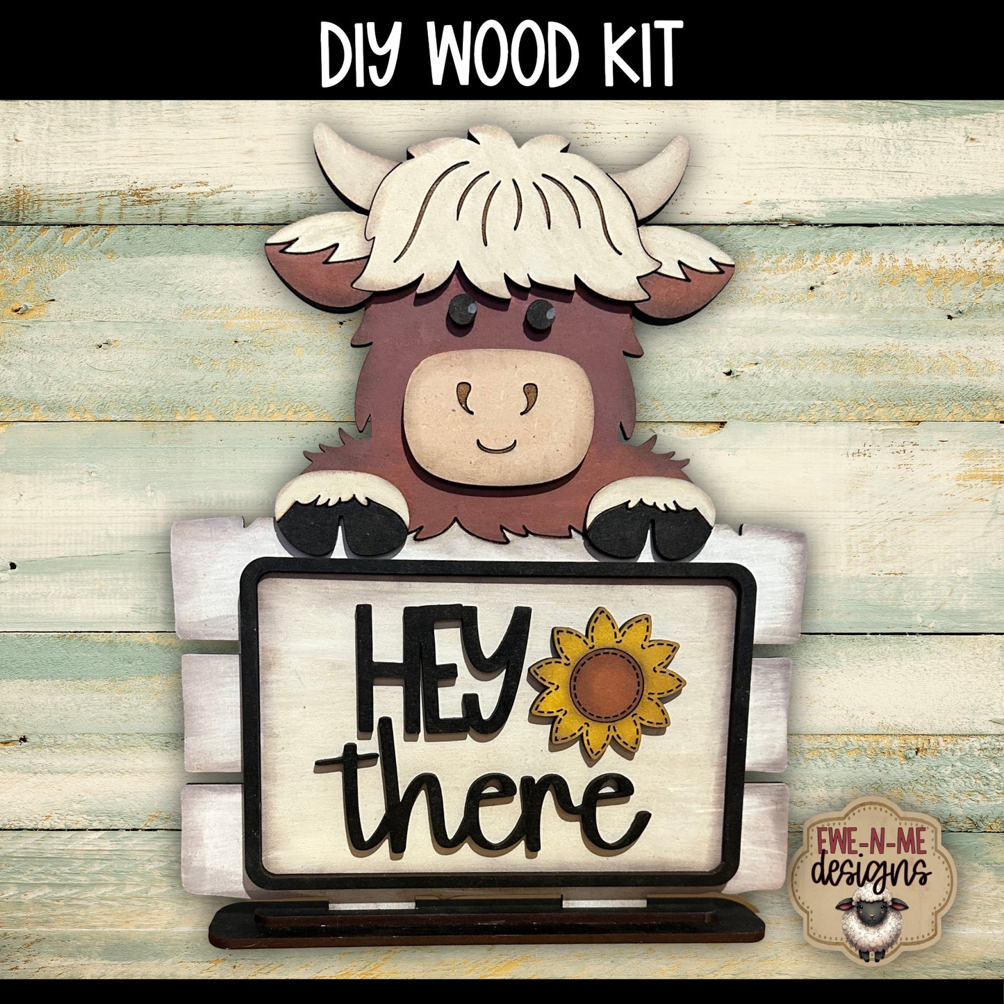 Highland Cow Interchangeable Sign Base | DIY WOOD KIT