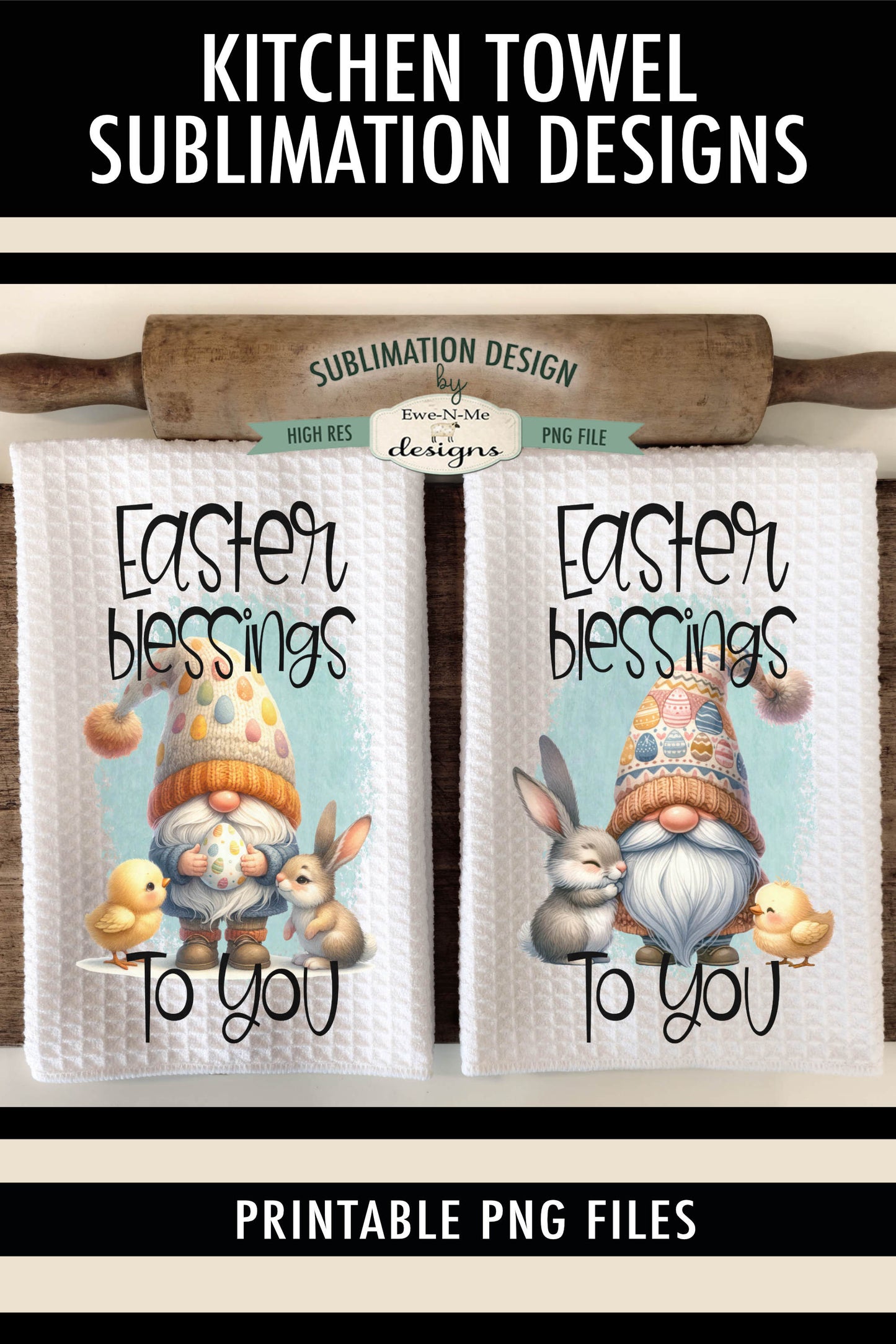 Easter Gnome - Kitchen Towel Sublimation Designs
