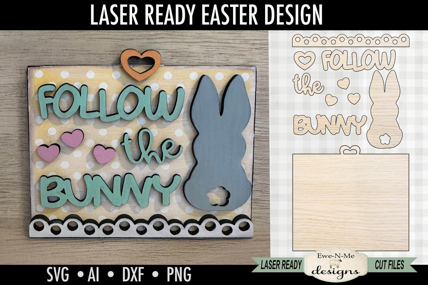 Follow the Bunny – Easter & Spring Laser Cut SVG File