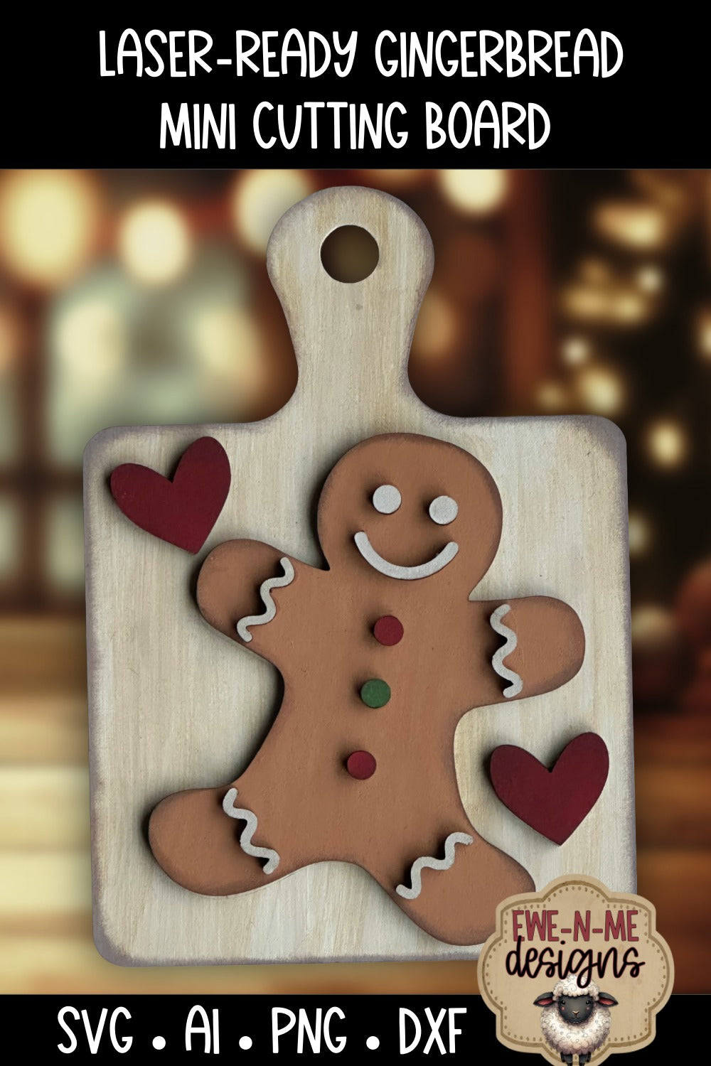Gingerbread Cutting Board Shelf Sitter | Laser Cut SVG File