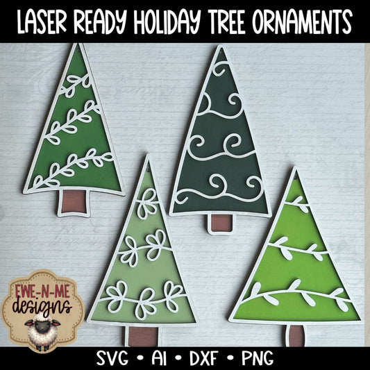 Whimsical Holiday Tree 4 Designs  - Laser Cut SVG