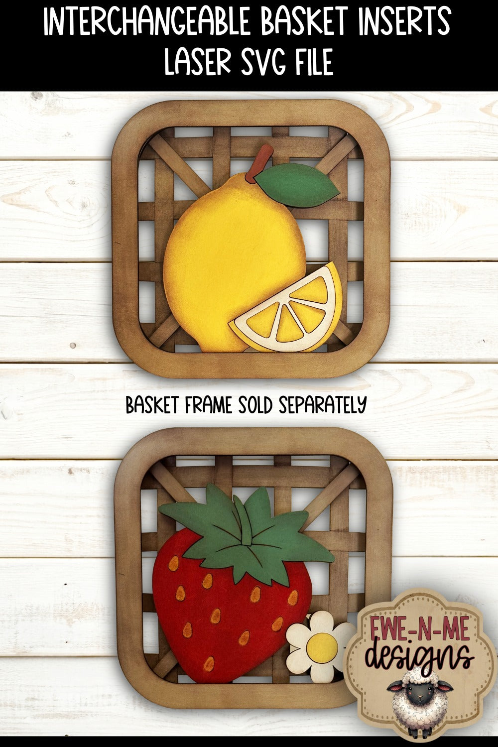 Interchangeable Tobacco Basket Inserts - Strawberry and Lemon | Laser Cut SVG File