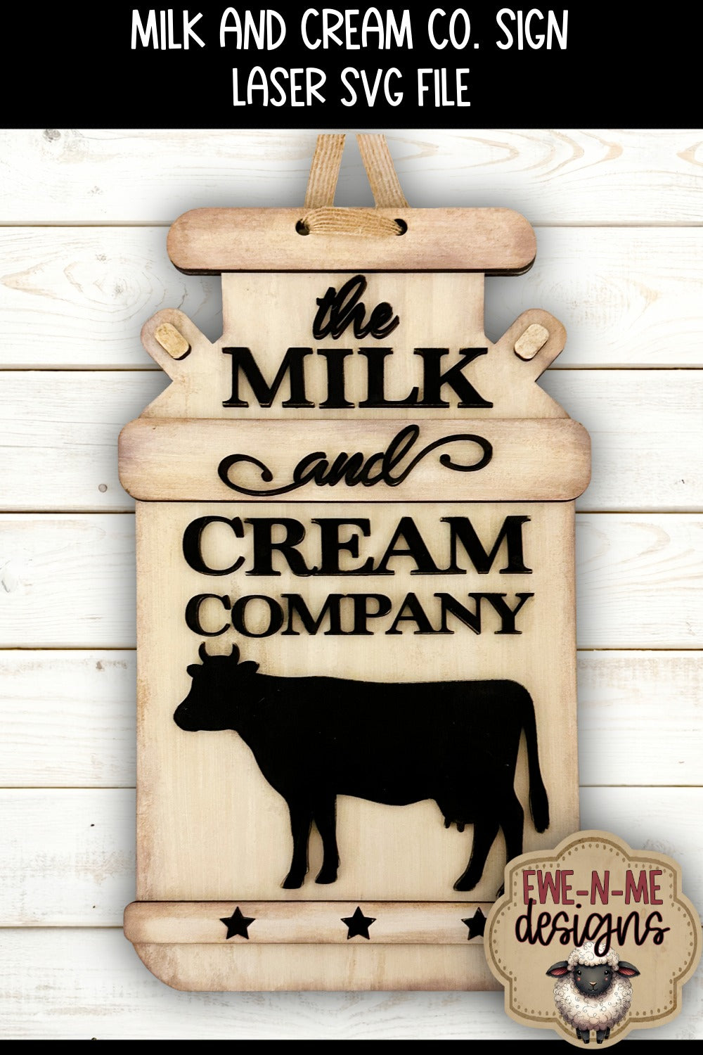 Milk and Cream Compant Door Hanger Sign | Laser Cut SVG File
