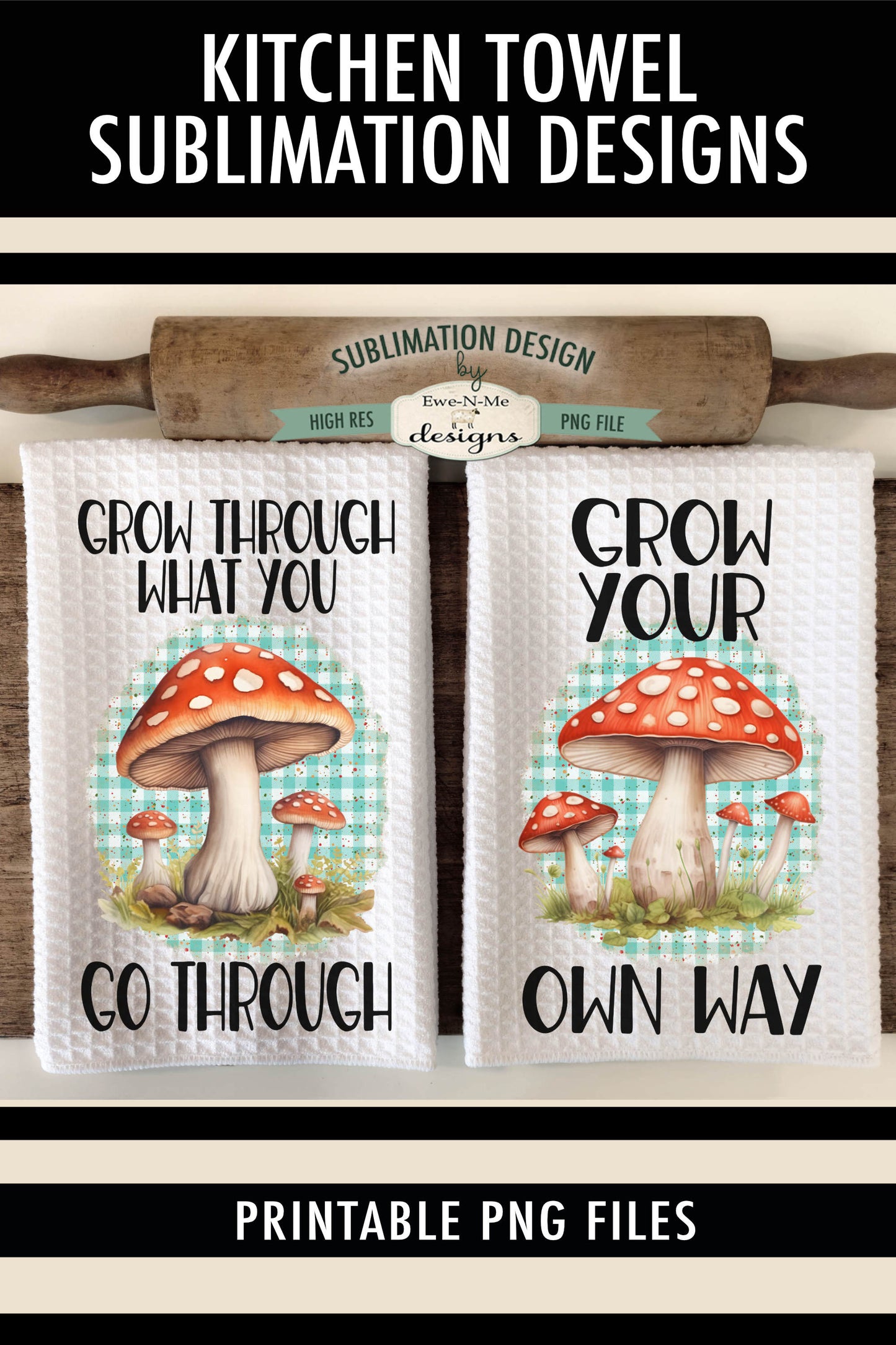 Spotted Mushrooms - Kitchen Towel Sublimation Designs