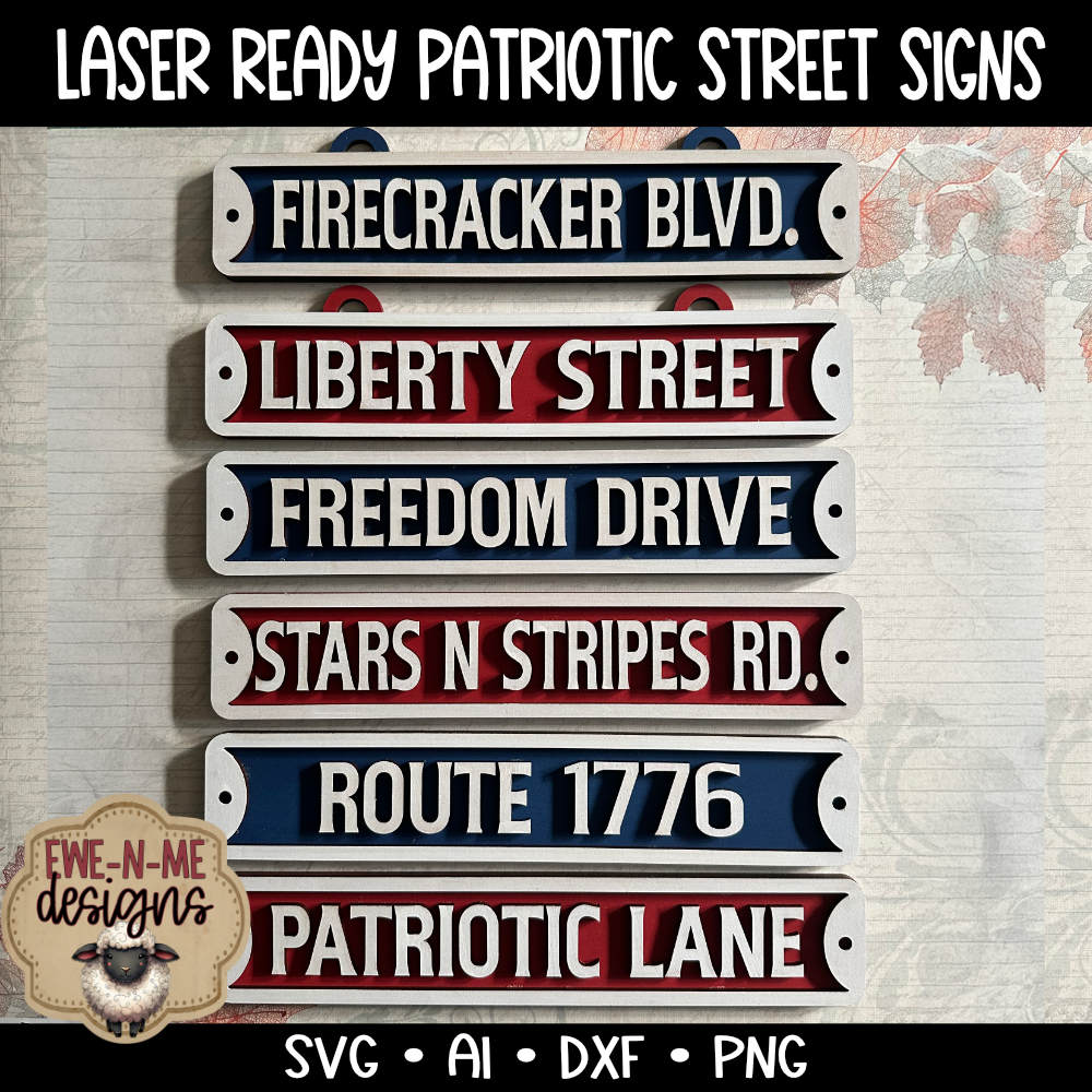 Patriotic Street Sign SVG Bundle - Laser Cut SVG