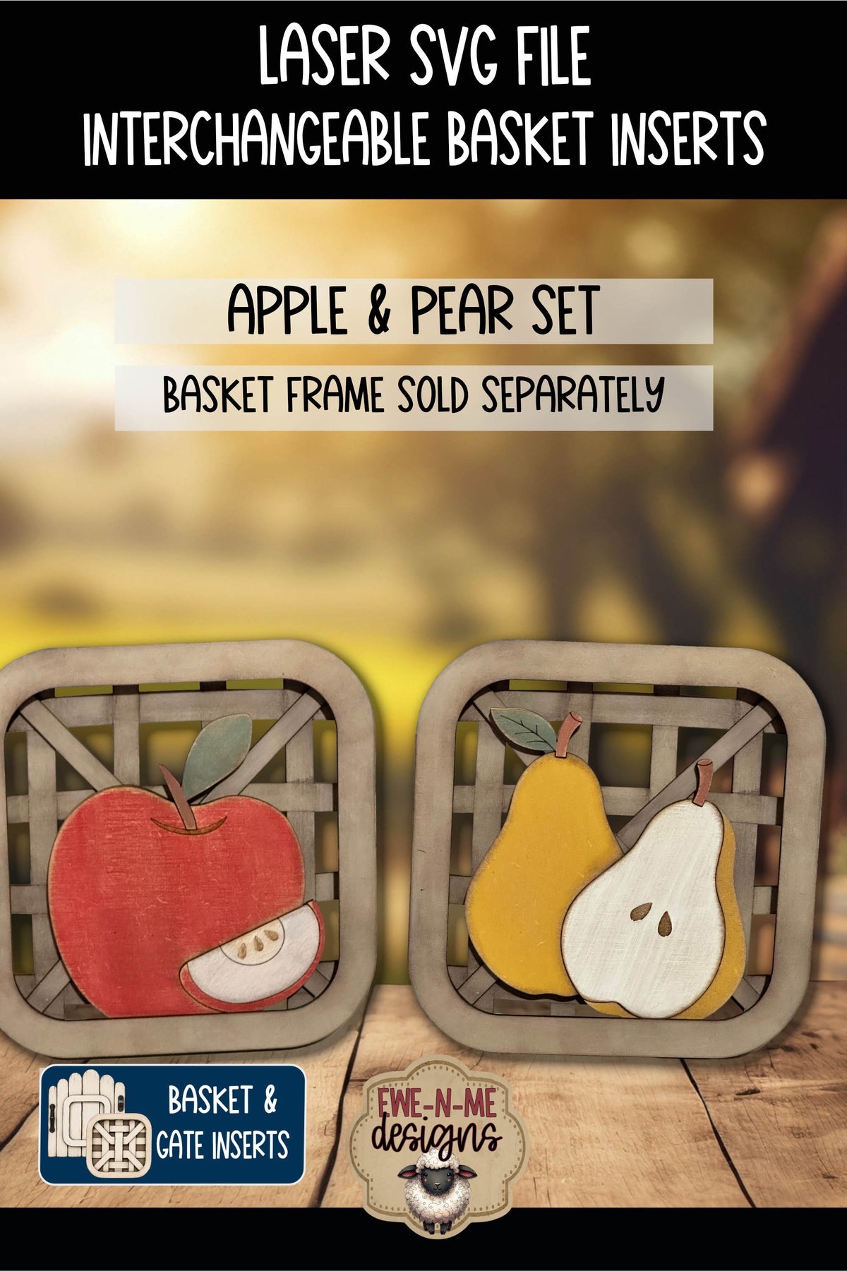 Interchangeable Tobacco Basket Inserts - Apple and Pear | Laser Cut SVG Files