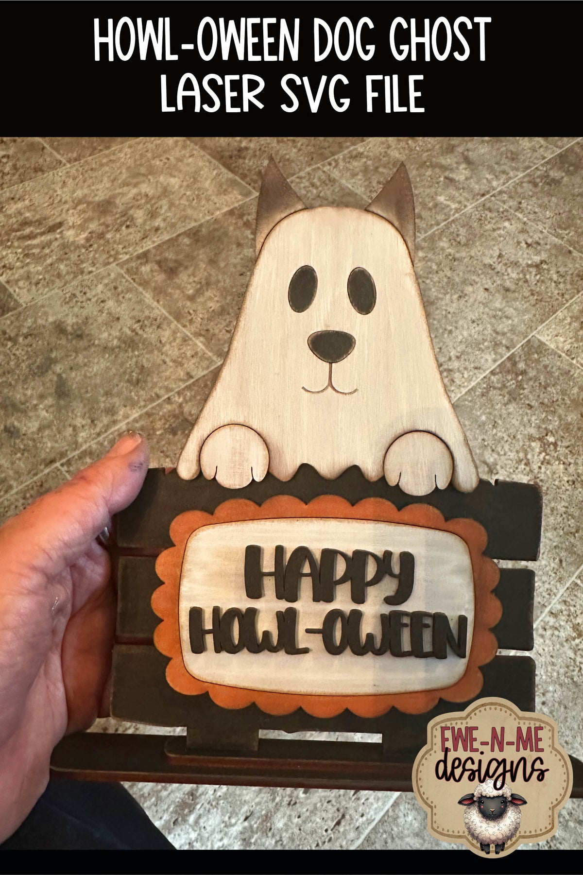 Ghost Dog Happy Howl-oween Shelf Sitter | Laser Cut SVG File