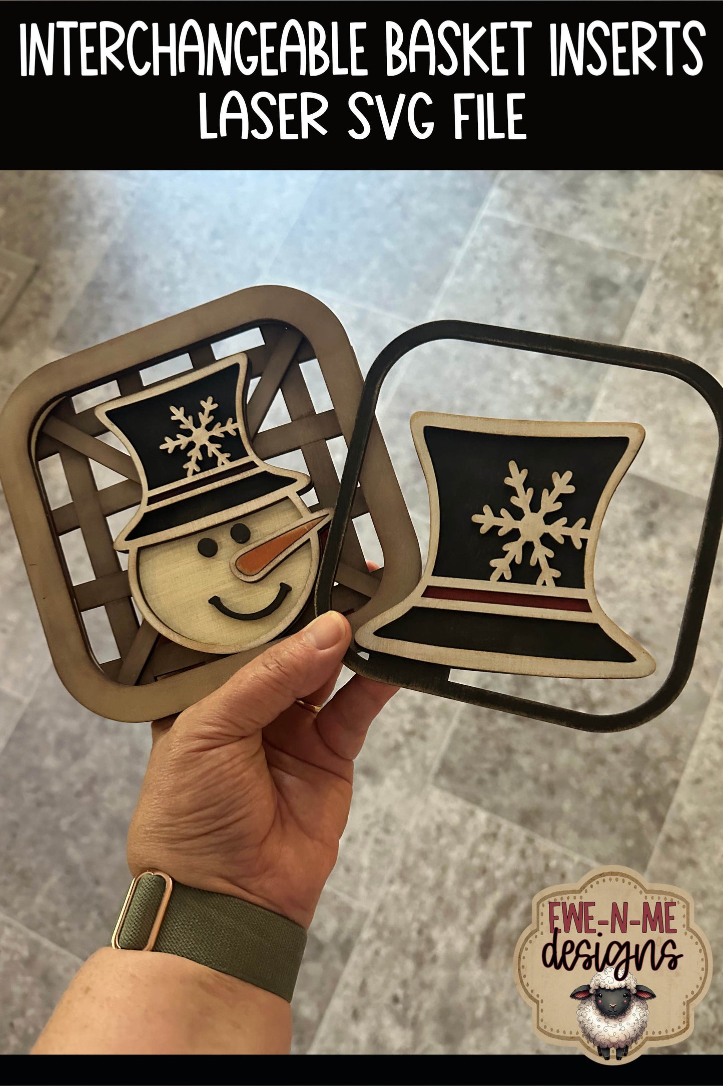 Interchangeable Tobacco Basket Inserts - Snowman and Top Hat | Laser Cut SVG File