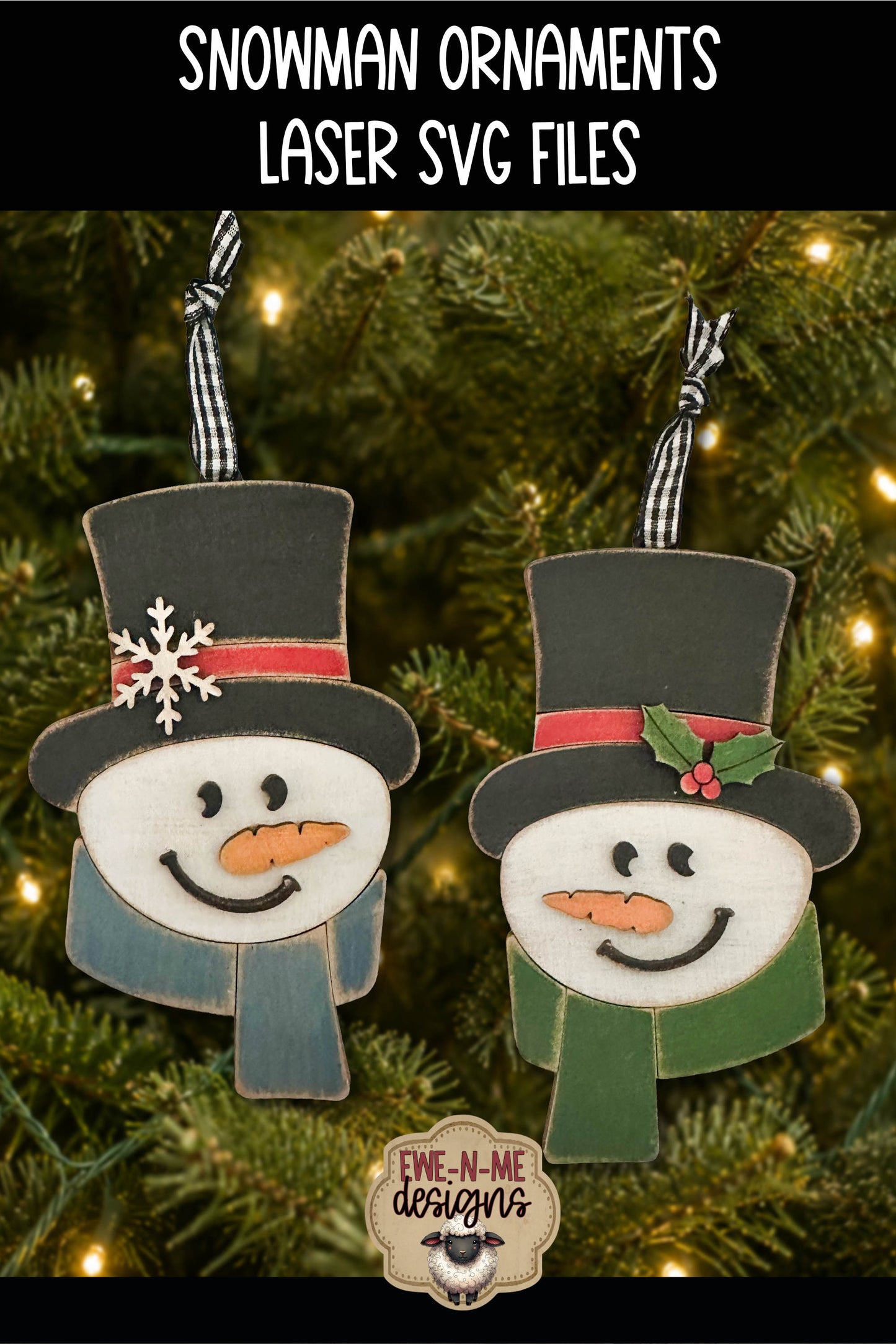 Snowman Duo Ornaments | Laser Cut SVG Files