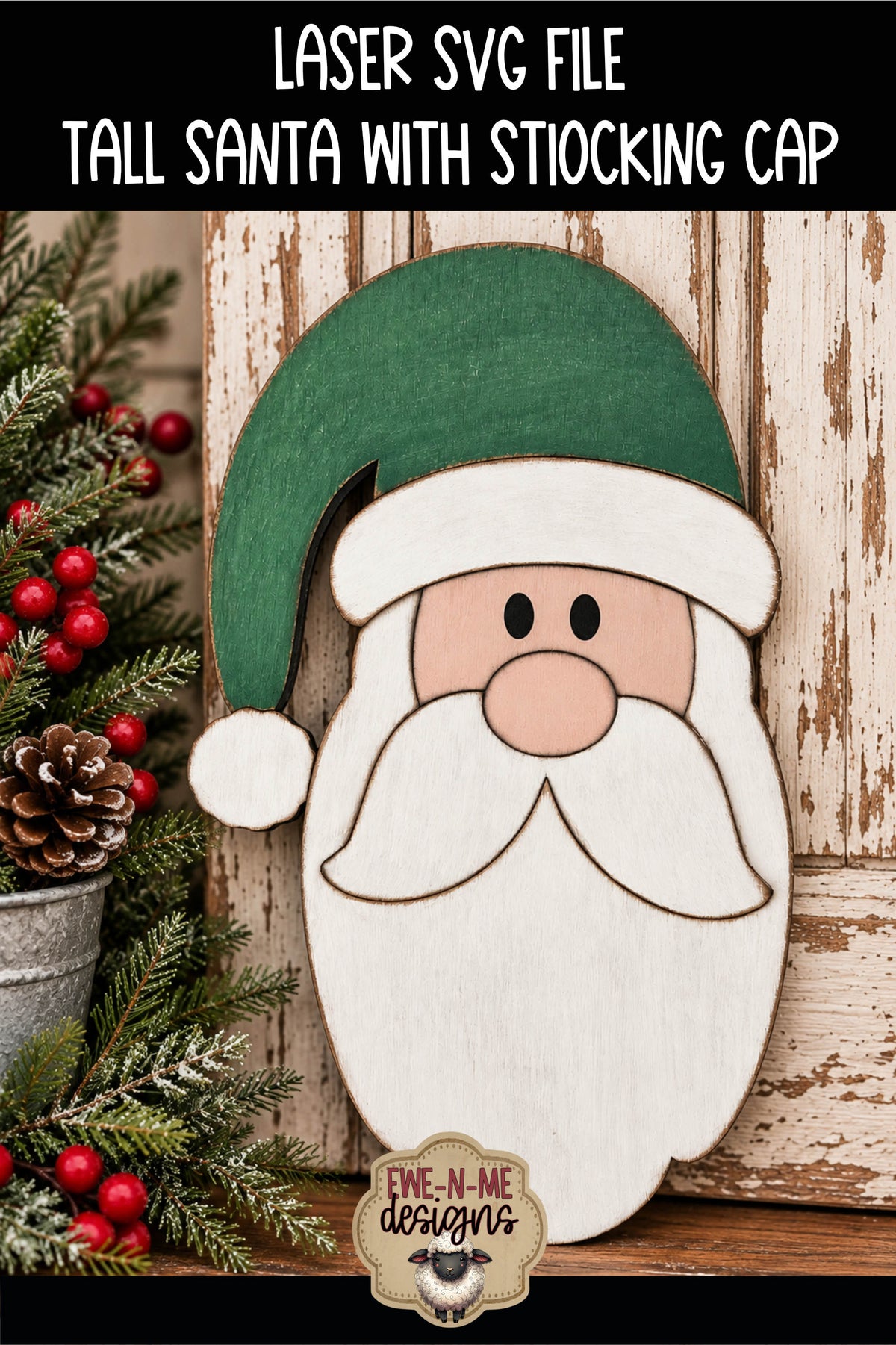 Tall Santa Face - Stocking Cap | Laser Cut SVG File
