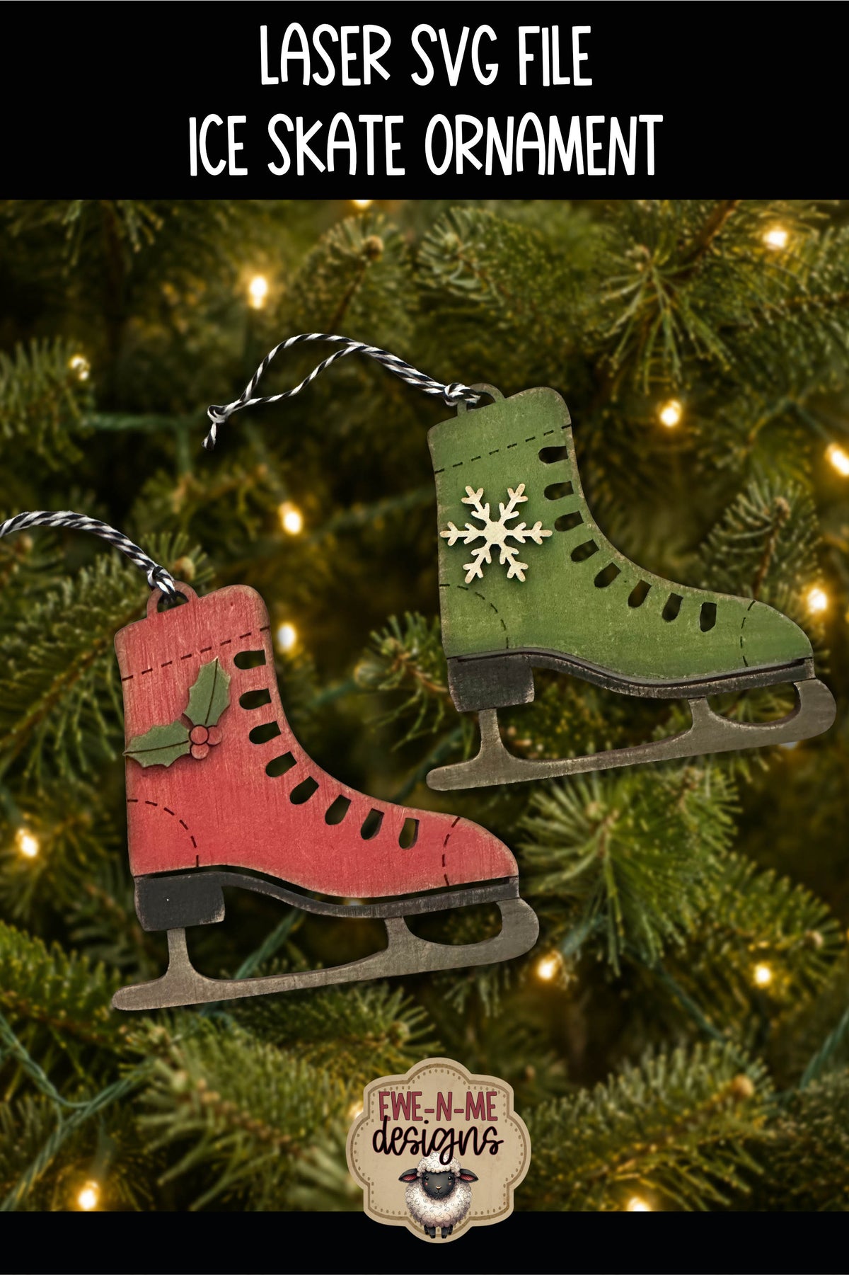 Vintage Ice Skate Ornament | Laser Cut SVG File
