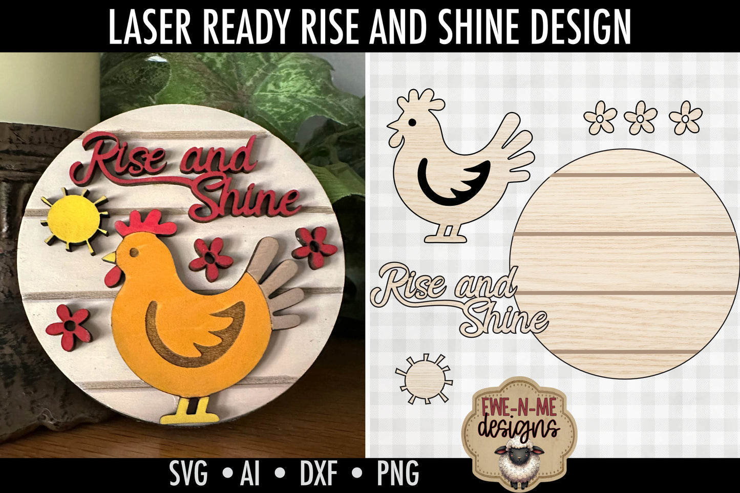 Rise and Shine Chicken Round - Laser Cut SVG