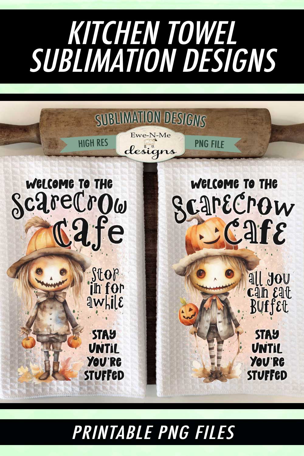 Scarecrow Cafe - Kitchen Towel Sublimation Designs