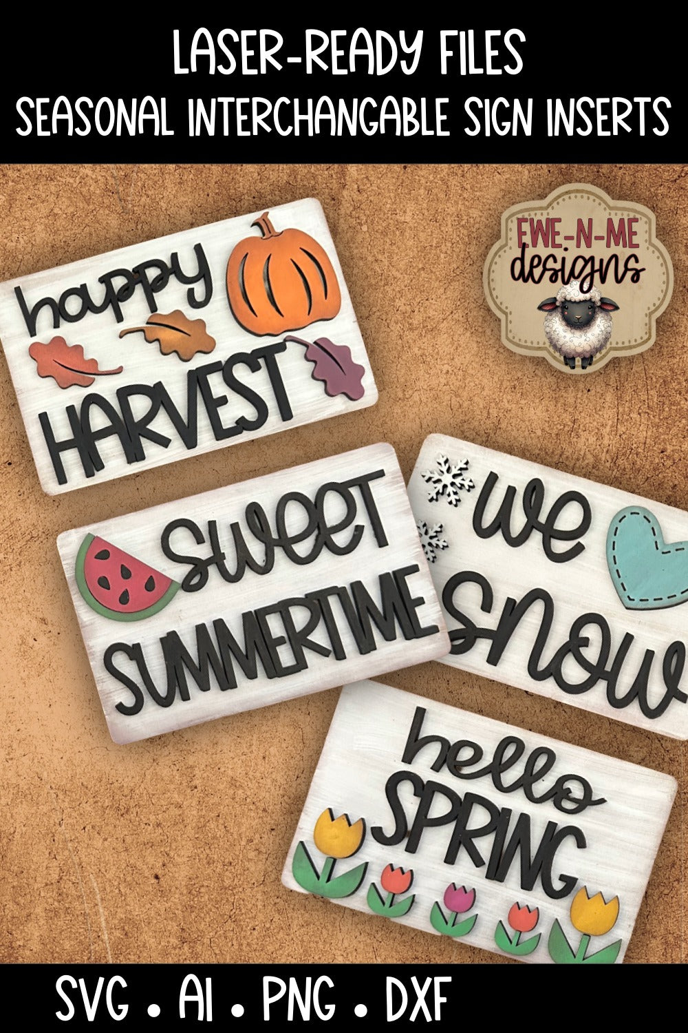 Seasonal Interchangeable Sign Inserts | Laser Cut SVG File