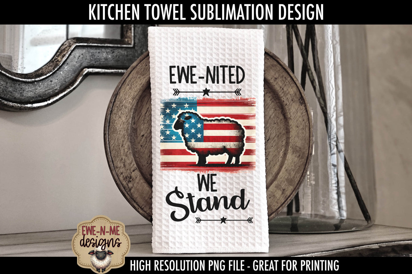 Patriotic Farm Animals - Bundle of 5 - Kitchen Towel Sublimation Designs