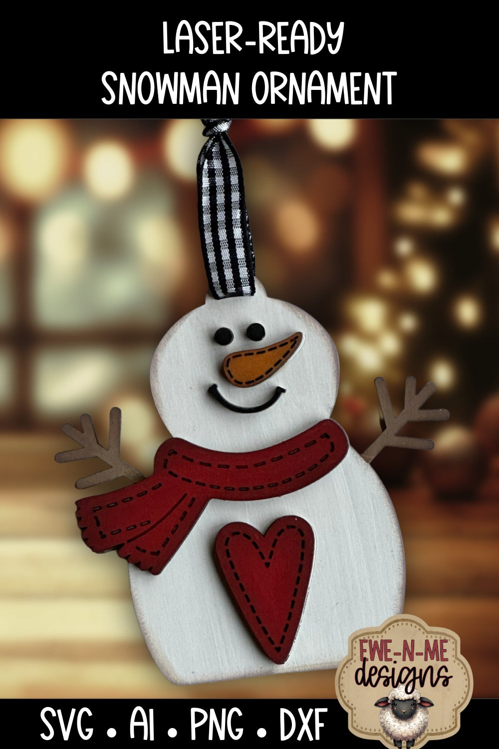 Snowman Heart Ornament | Laser Cut SVG File
