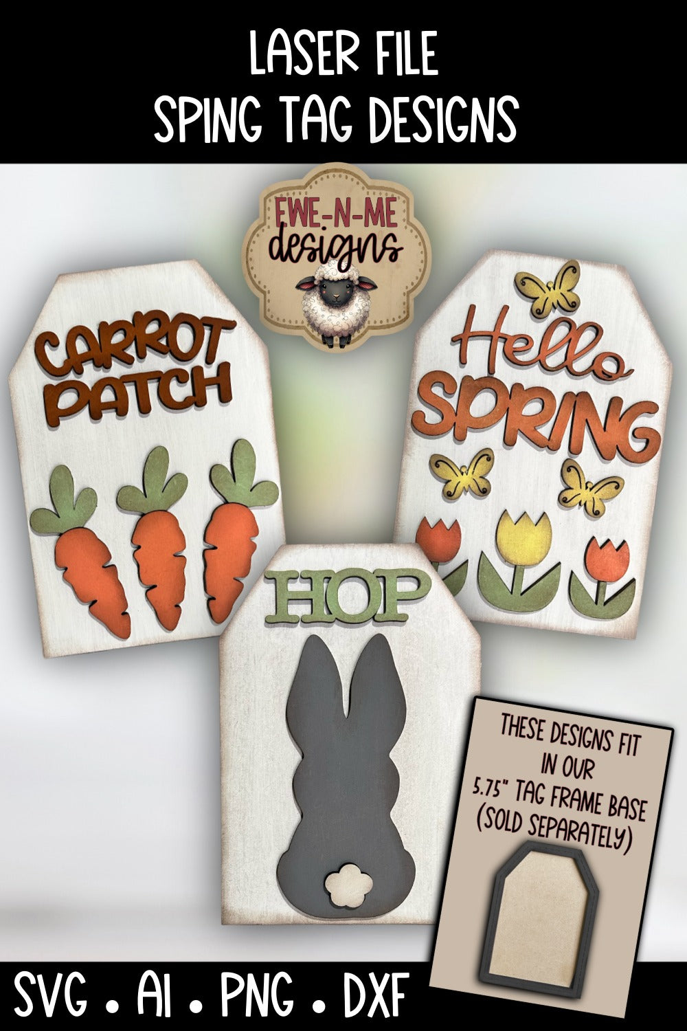Spring Tag SVG Bundle For Interchangeable Tag Frame | Laser Cut SVG Files