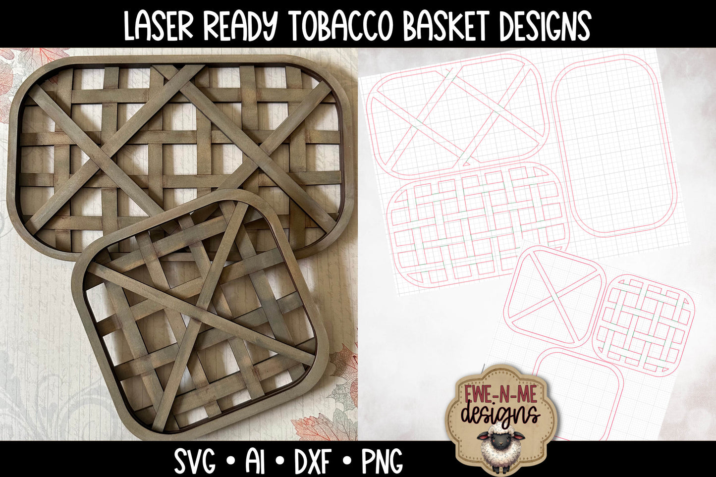 Tobacco Basket Designs Rectangle and Square - Laser Cut SVG