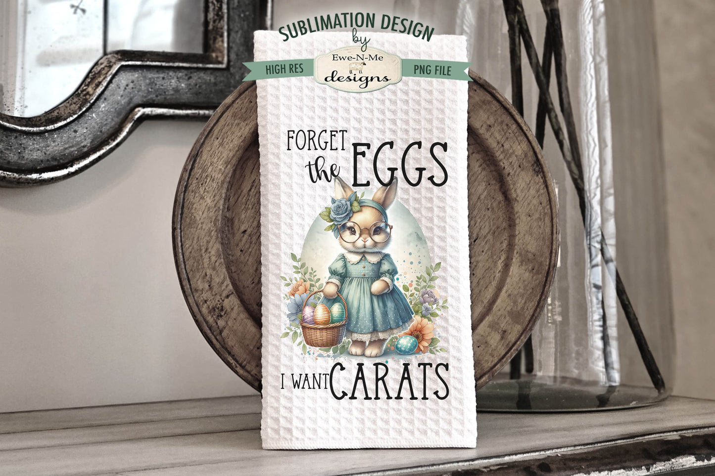 Vintage Easter Bunny Girls- Kitchen Towel Sublimation Designs