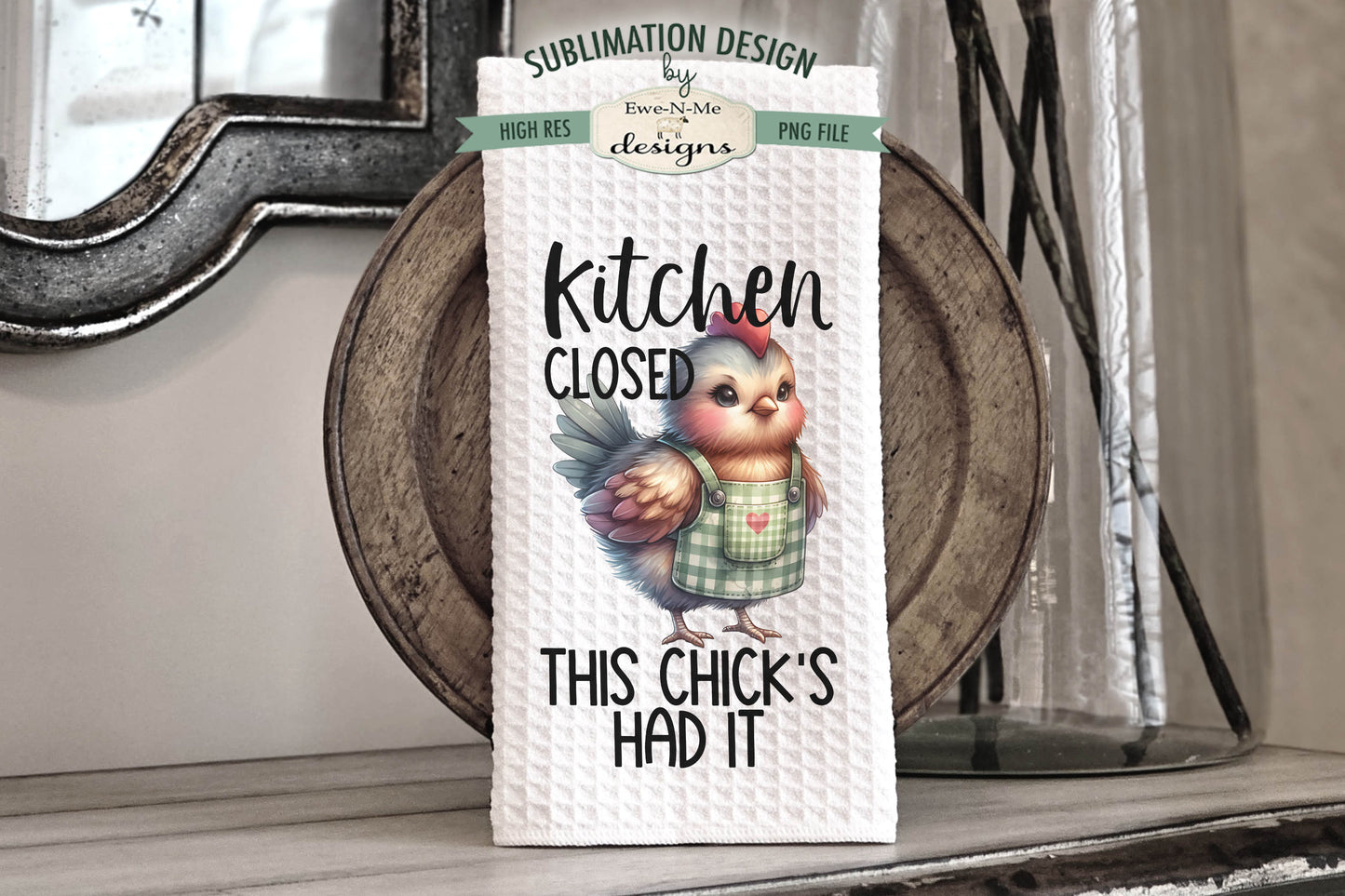 Funny Sassy Chickens in Aprons - Kitchen Towel Sublimation Designs