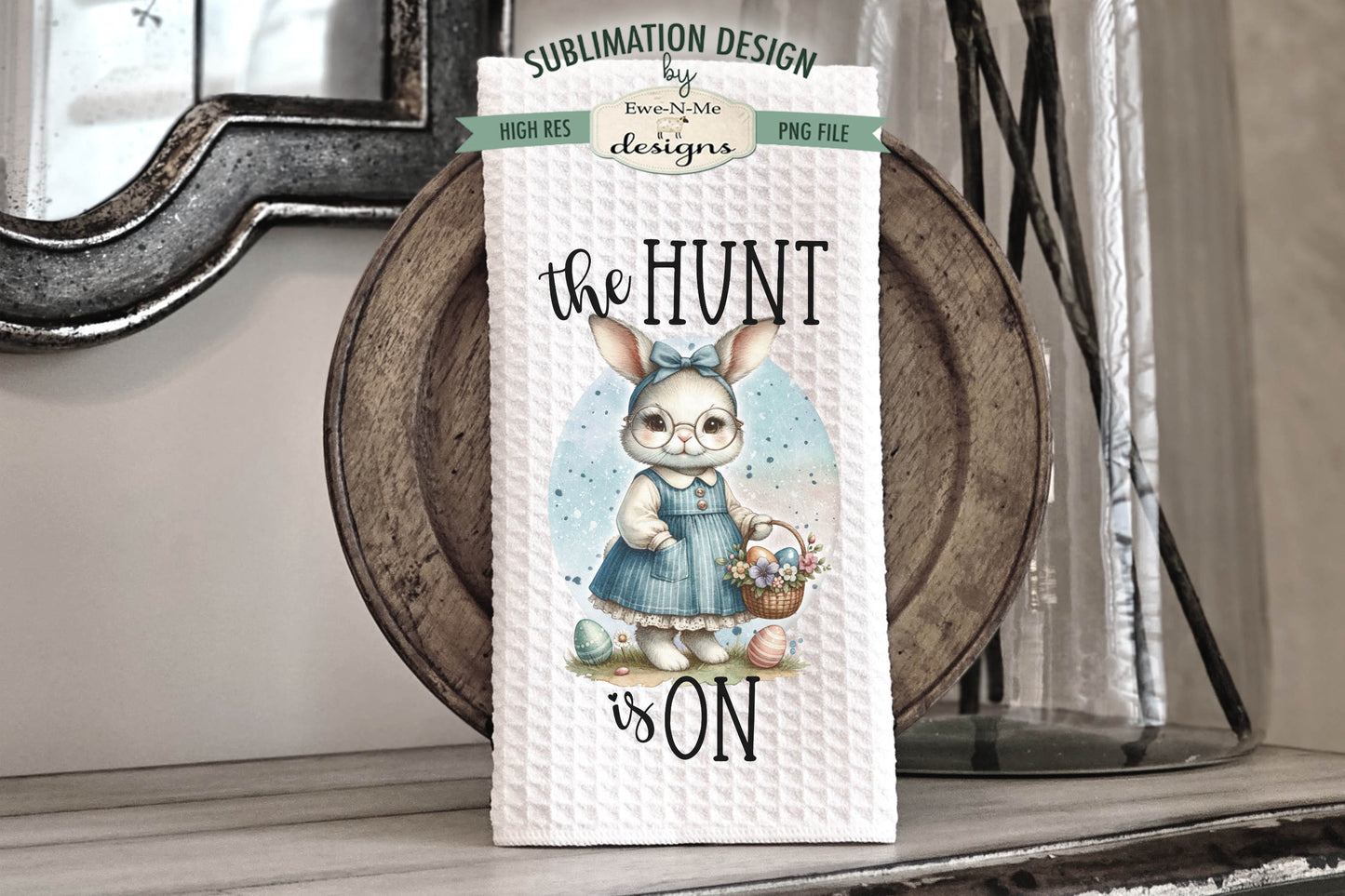Vintage Easter Bunny Girls- Kitchen Towel Sublimation Designs