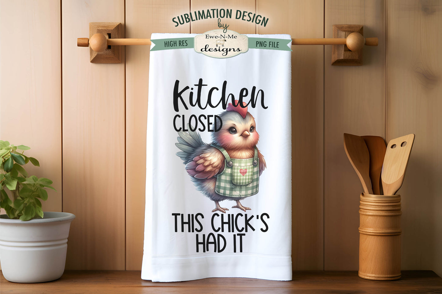 Funny Sassy Chickens in Aprons - Kitchen Towel Sublimation Designs