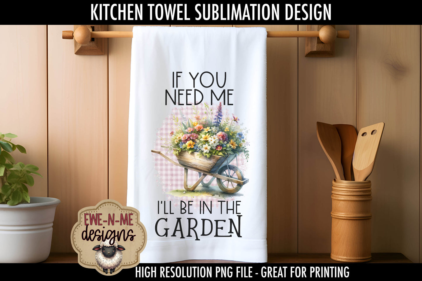 Spring Flowers Wheelbarrows - Kitchen Towel Sublimation Designs