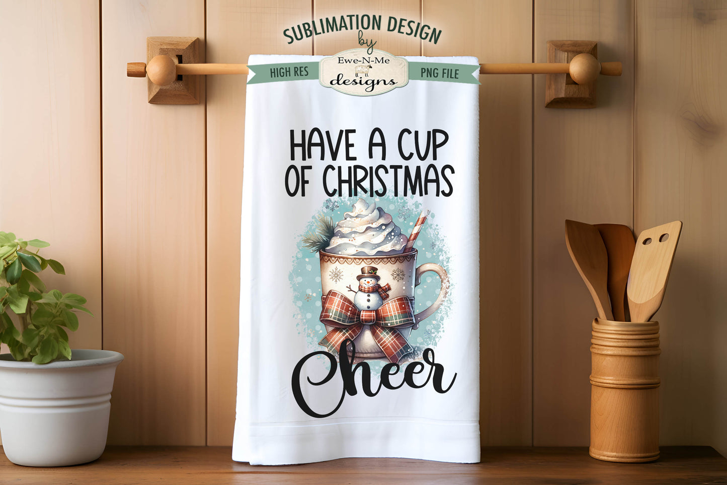Christmas Cheer Snowman Mugs - Kitchen Towel Sublimation Designs