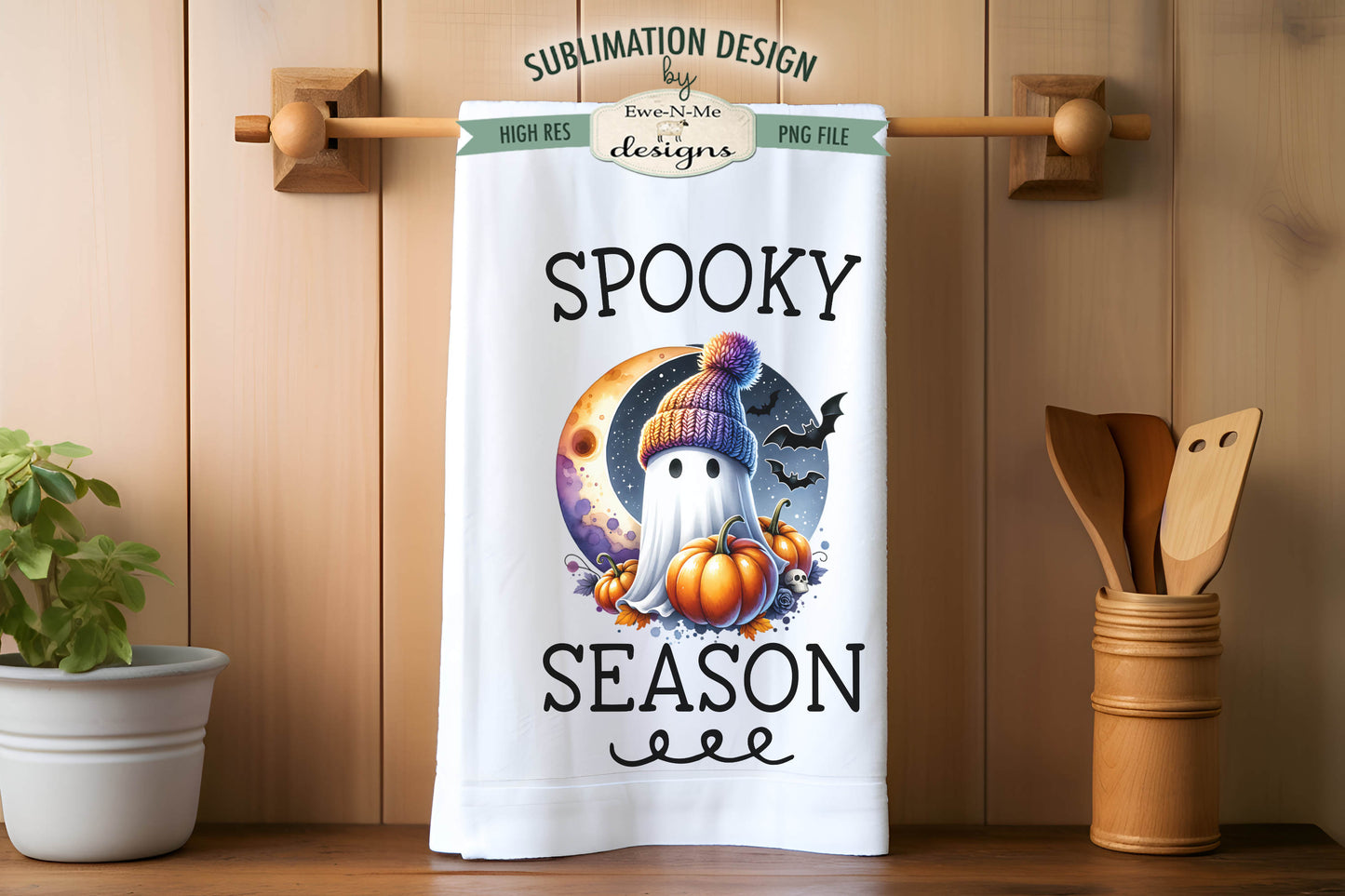 Halloween Ghost Spooky Season - Kitchen Towel Sublimation Designs