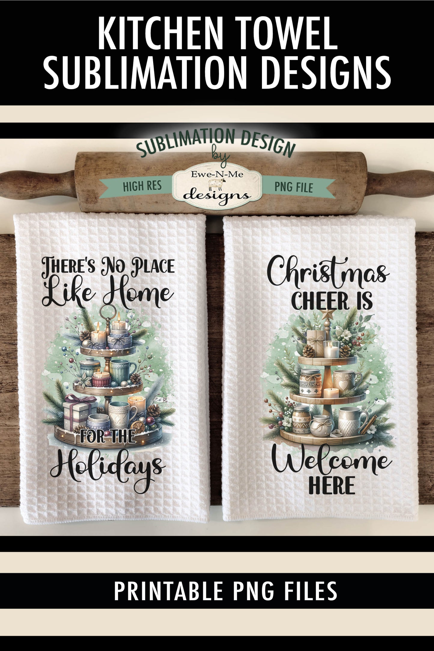 Christmas Tiered Tray - Kitchen Towel Sublimation Designs