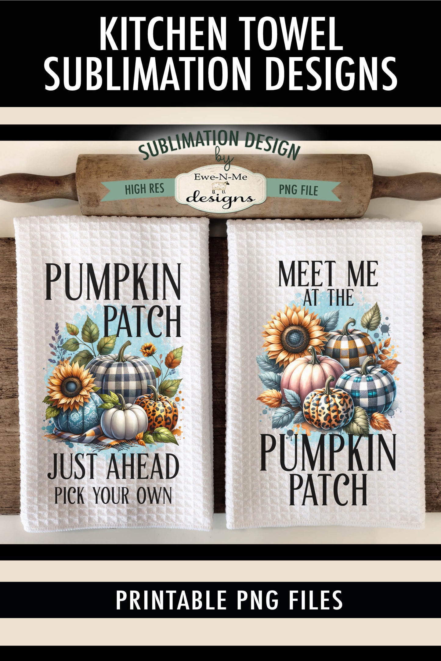 Plaid Pumpkin Patch - Kitchen Towel Sublimation Designs