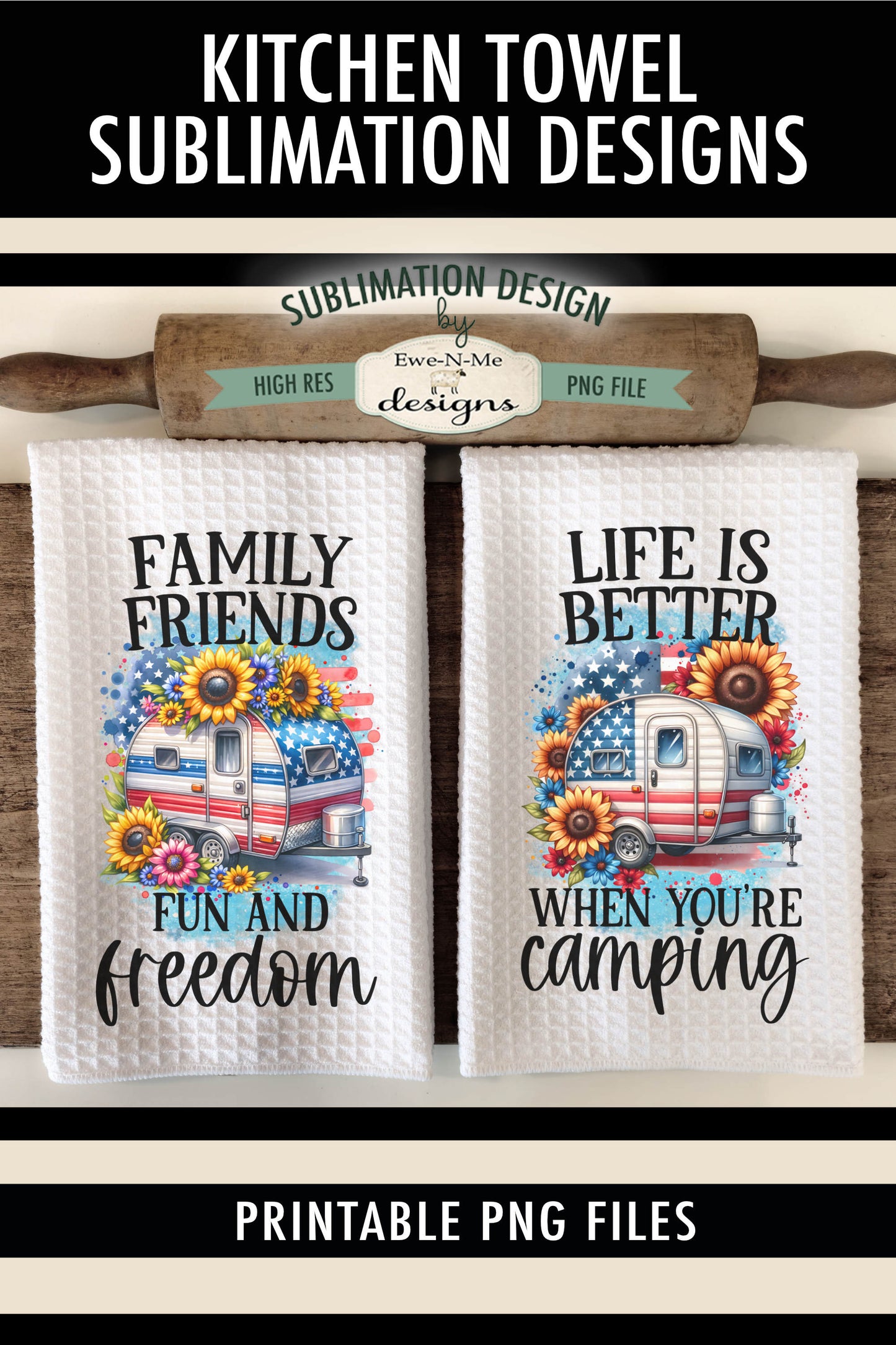 Patriotic Campers - Kitchen Towel Sublimation Designs