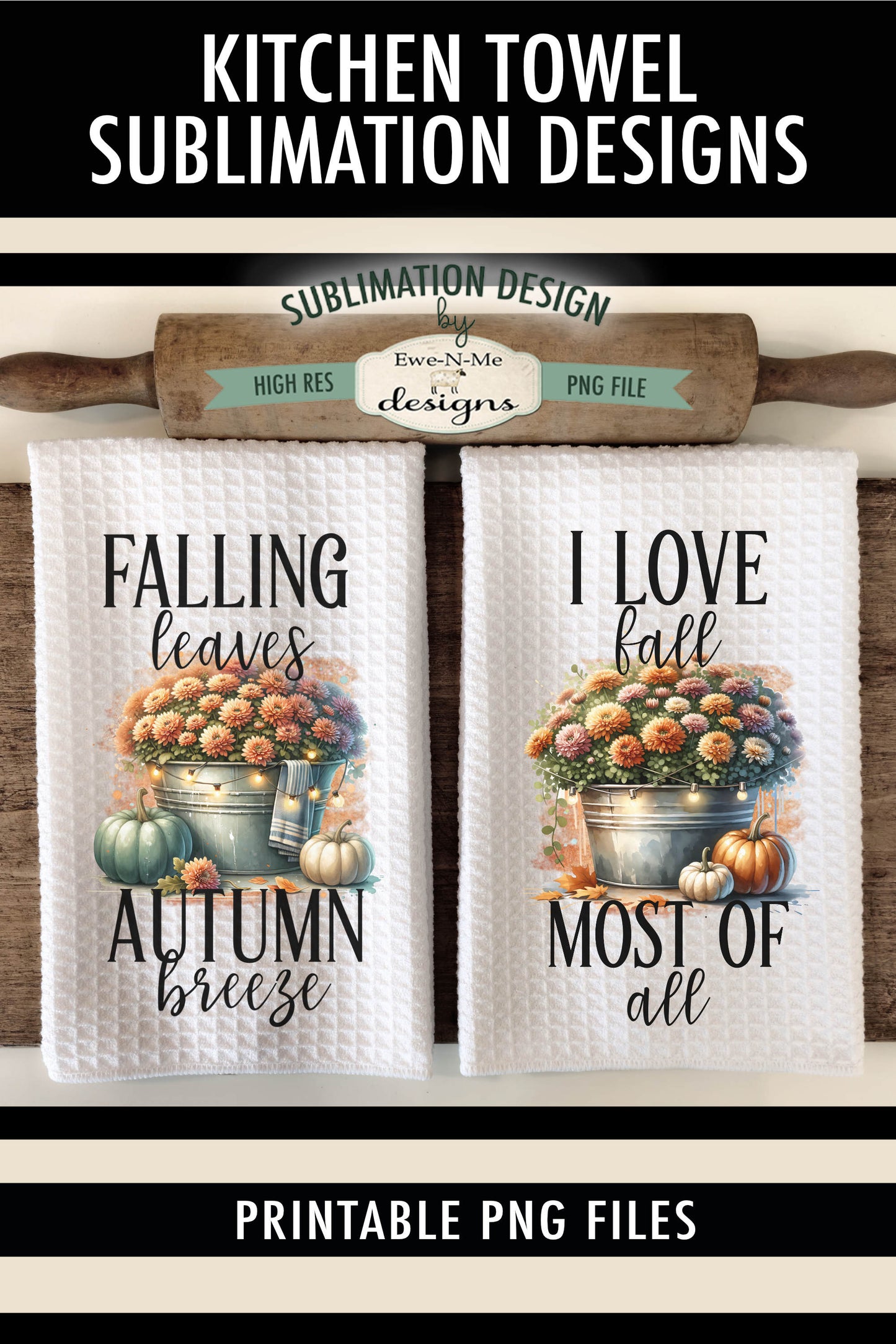 Fall Mums - Kitchen Towel Sublimation Designs