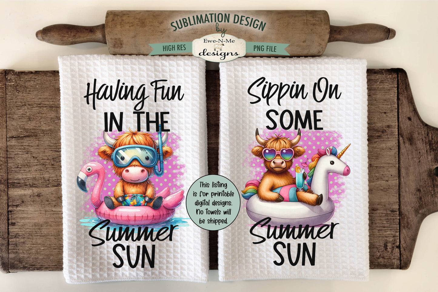 Summer Themed Towel Designs - Bundle of 16 - Kitchen Towel Sublimation Designs