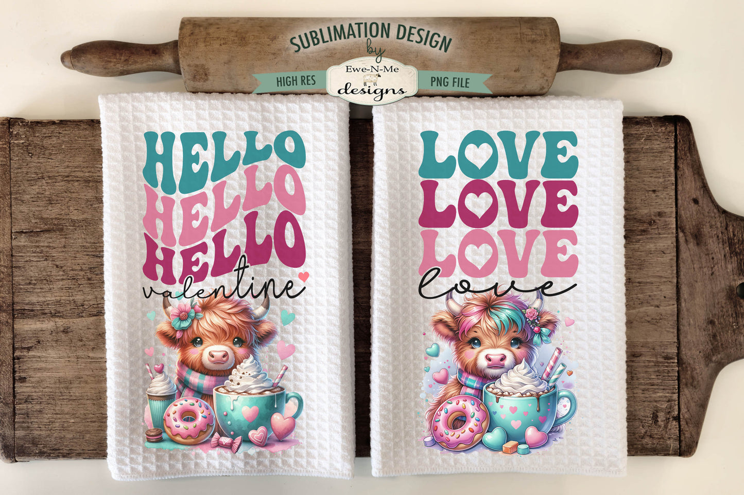 Valentines Day Designs - Bundle of 16 - Kitchen Towel Sublimation Designs
