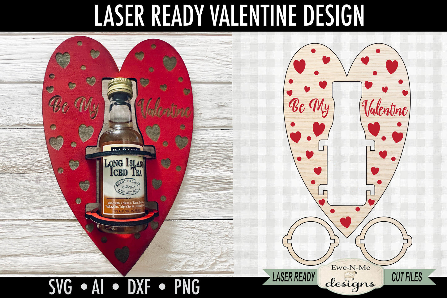 Be My Valentine Small Bottle Holder -  Laser Cut SVG