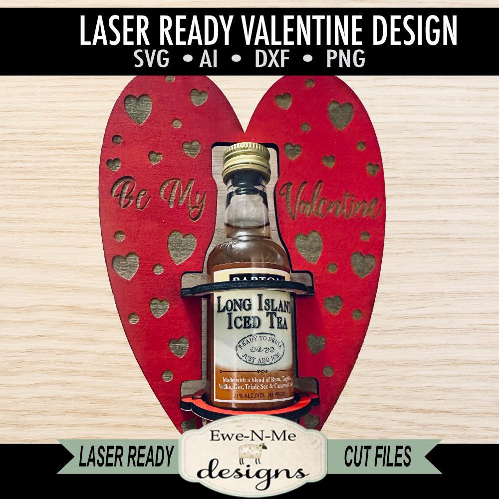 Be My Valentine Small Bottle Holder -  Laser Cut SVG