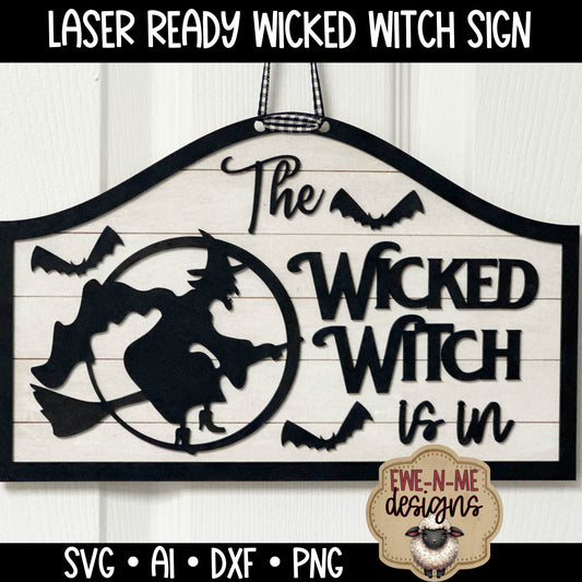 Wicked Witch with Bats Door Hanger - Laser Cut SVG