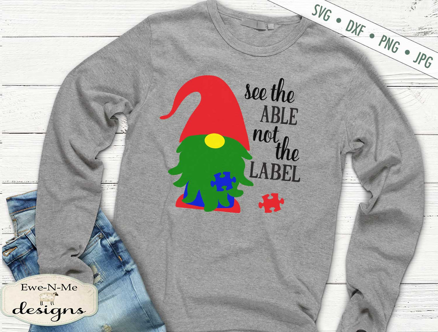 Autism Gnome - See The Able Not The Label - Puzzle Piece - SVG