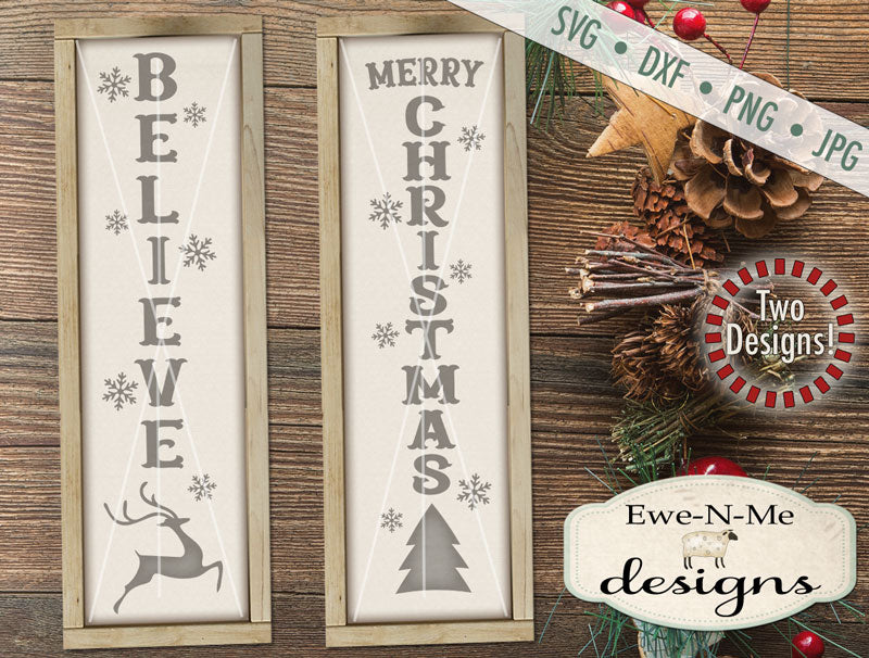 Merry Christmas - Believe Vertical - SVG