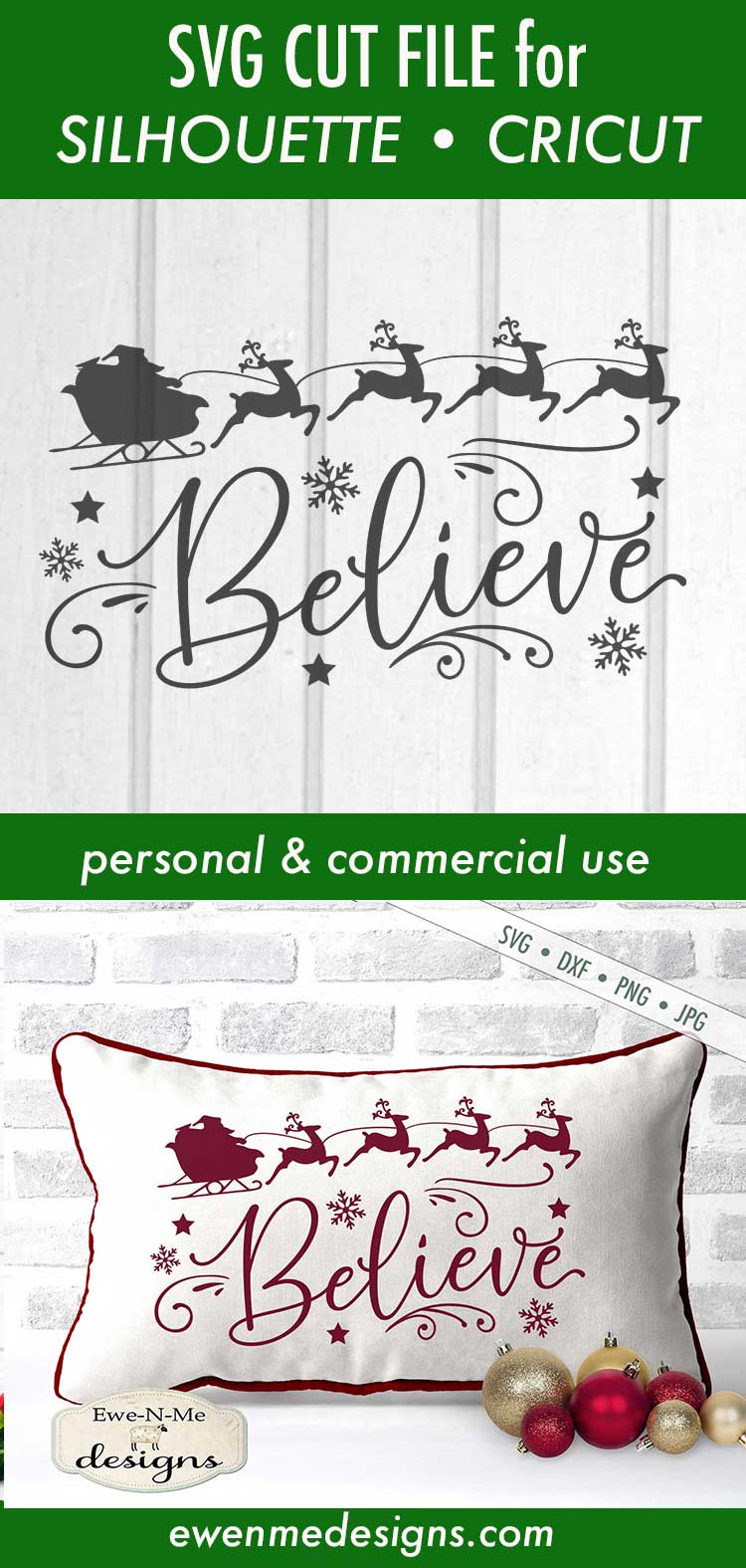 Believe - Santa's Sleigh - SVG