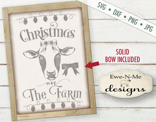 Christmas on the Farm Cow with Lights - SVG