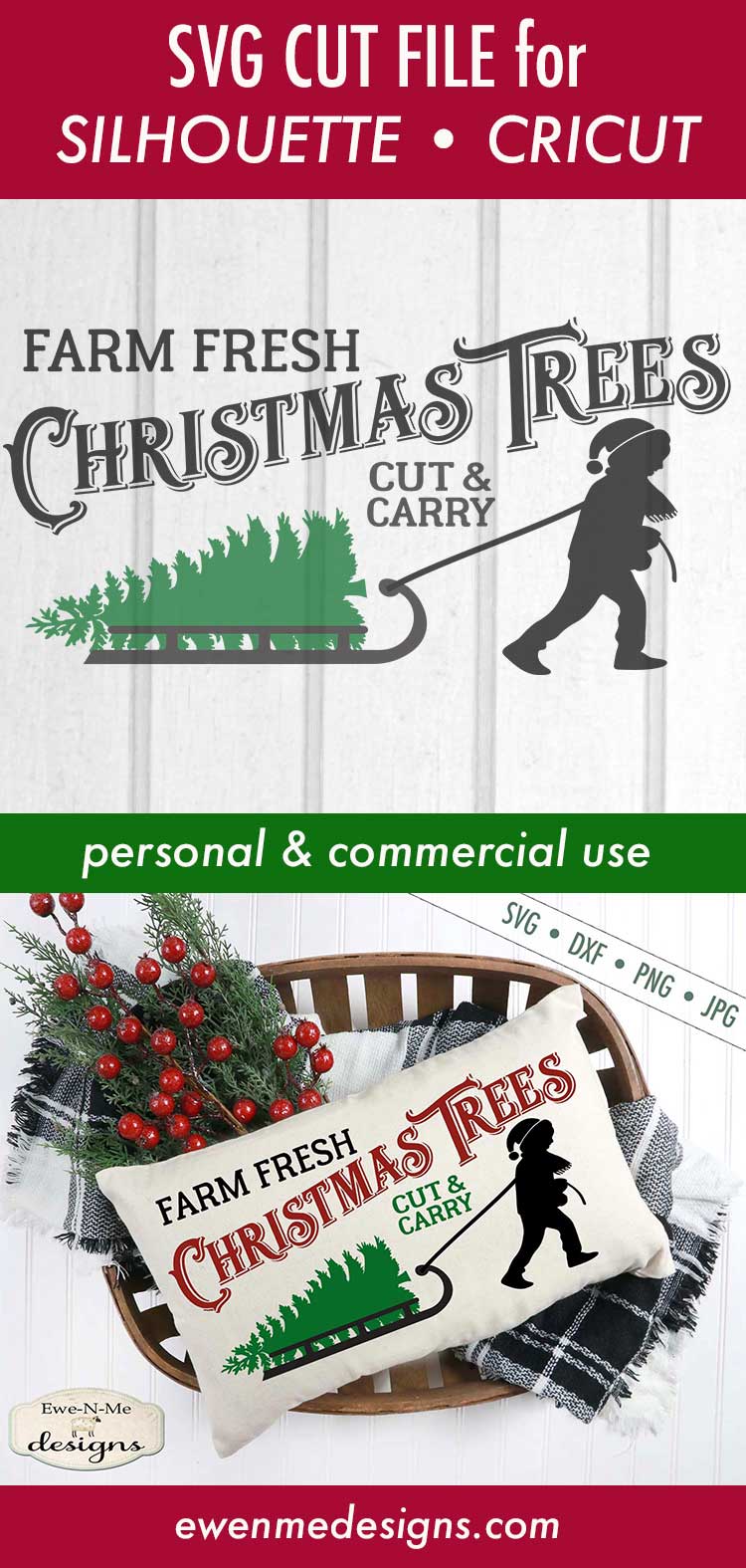 Tree Farm Sled Horizontal - SVG